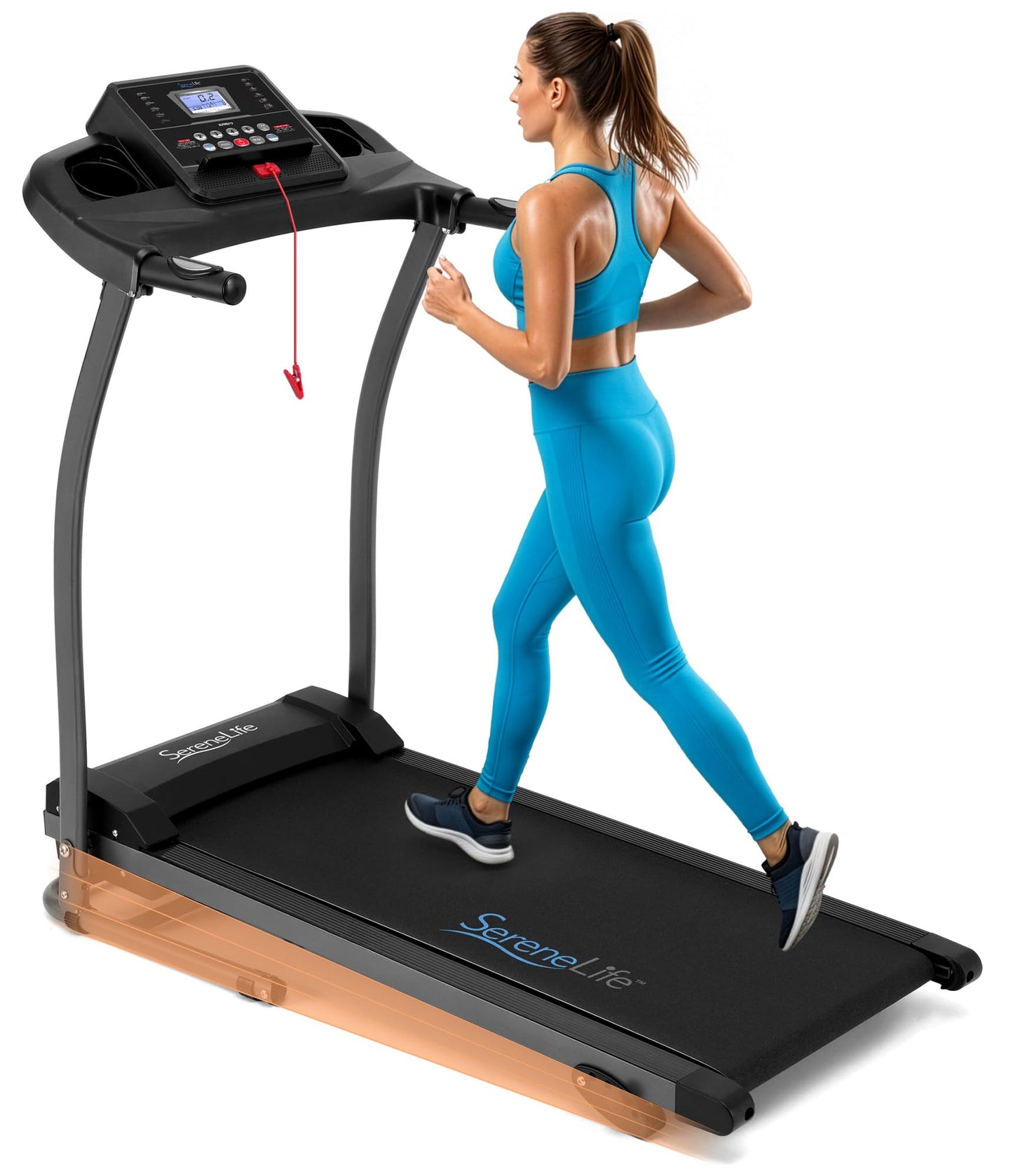SereneLife Folding Exercise Running Treadmill Machine, Upgraded Electric Motorized Exercise Equipment with 12 Pre-Set Program, 4 Incline Level, Bluetooth Music and App Support for Home Gym or Office