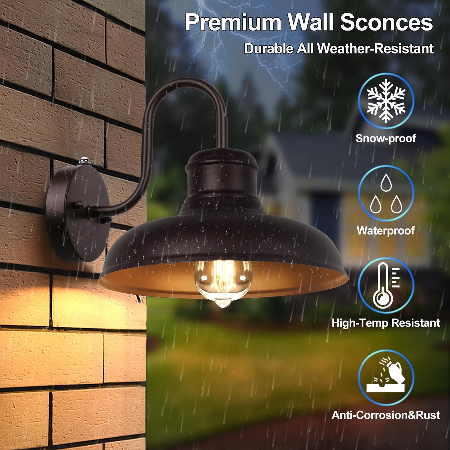 TOBUSA Outdoor Wall Lights, Waterproof Gooseneck Barn Sconces, 11.5 inch, Oil-Rubbed Bronze, Model B11023PP(2PK)