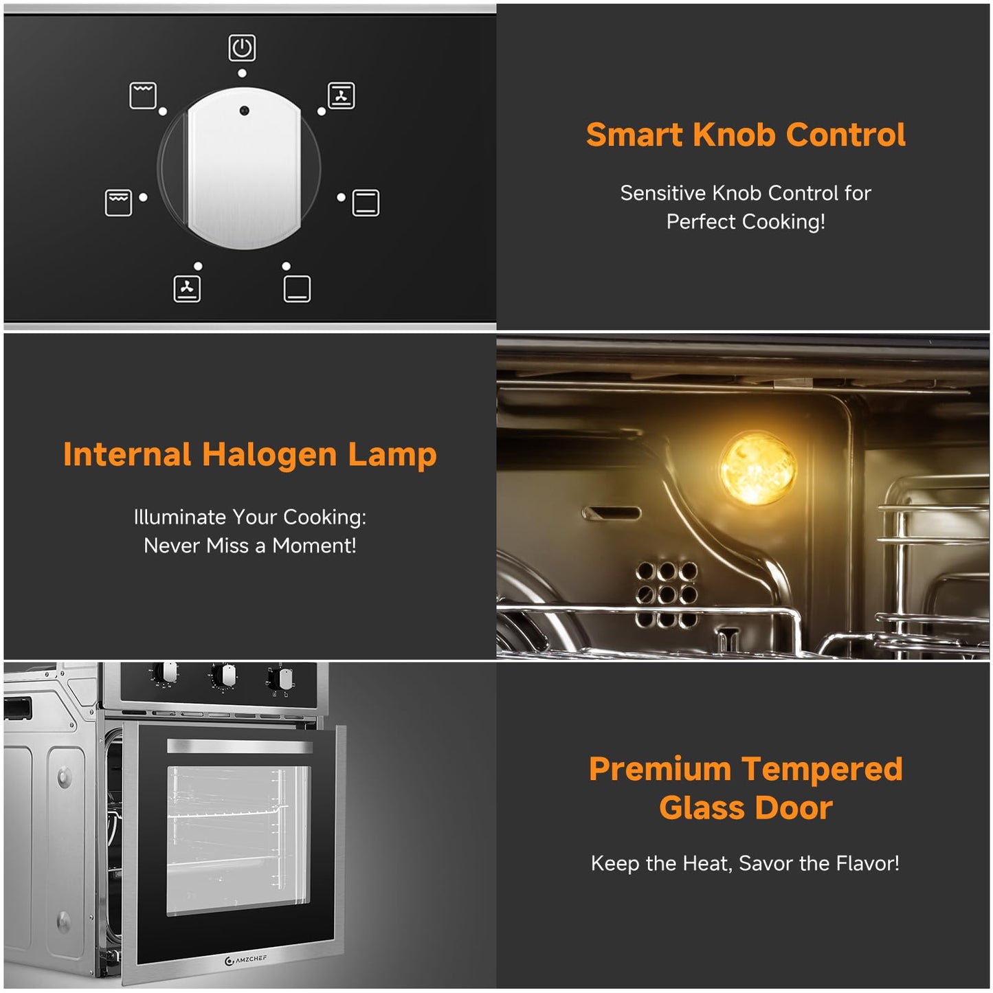 24" Single Wall Oven for Kitchen: 2200W Built-in Electric Wall Oven with Mechanical Knobs Control, 2.5 Cu.ft. Stainless Steel Wall Oven with 6 Cooking Modes, Convection Oven, Timer
