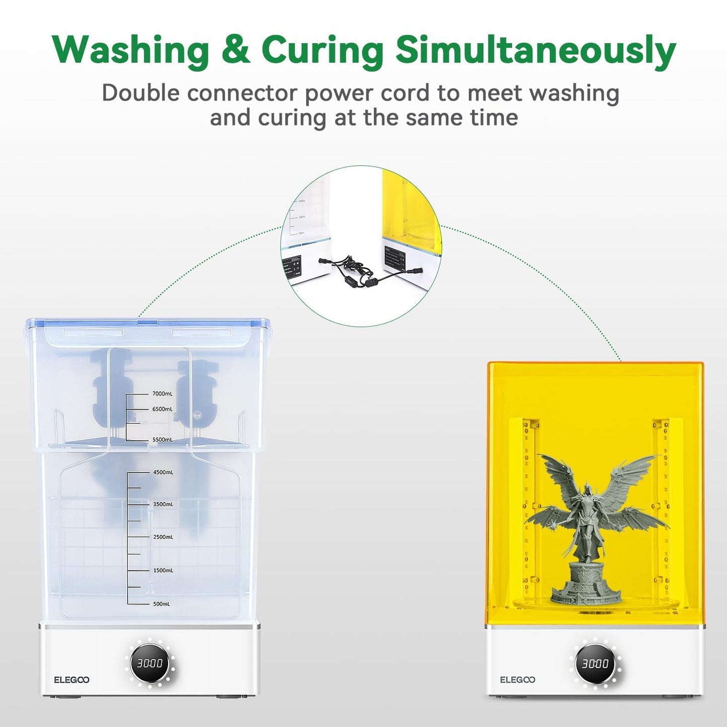 ELEGOO Mercury X Bundle Wash and Cure Station Set, Newly Design Separate Washing Machine and UV Resin Curing Machine for LCD/DLP/SLA Saturn Mars Photon S Photon Mono 3D Printed Models