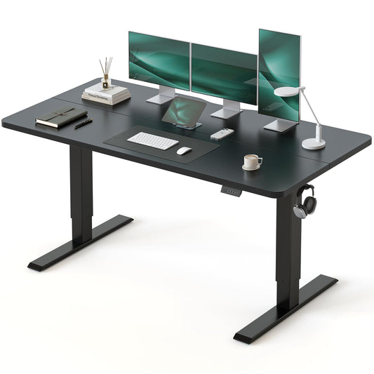 CubiCubi Standing Desk, 63 x 28 Inches Electric Height Adjustable Computer Desk, Sit Stand up Home Office Desk with Memory Presets, Black