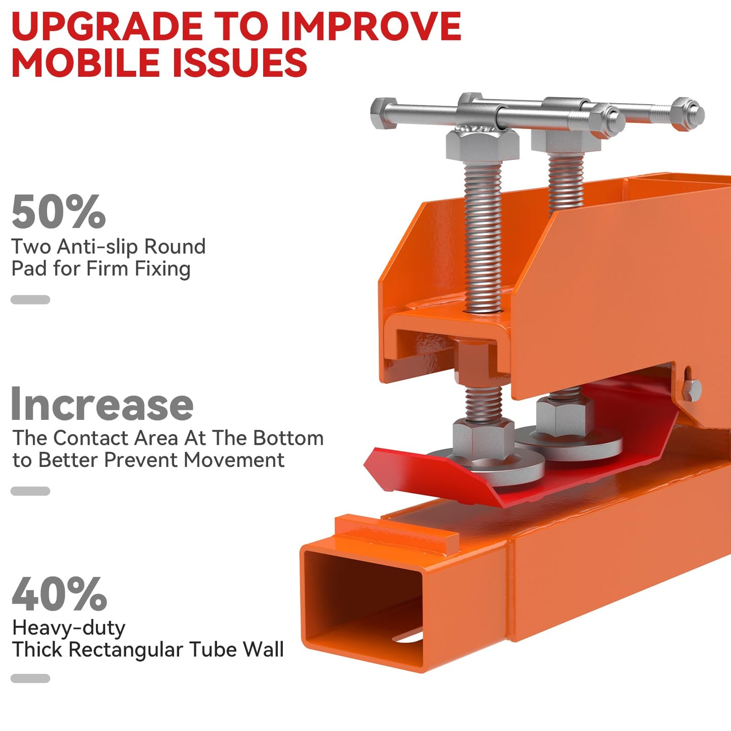 New Upgraded Clamp on Pallet Forks with Twin Round Pad Screw, Orange 60" Total Length 4000LBS Tractor Bucket Forks, Non-Slip Design Quick Attach Pallet Forks Attachment for Tractor Bucket