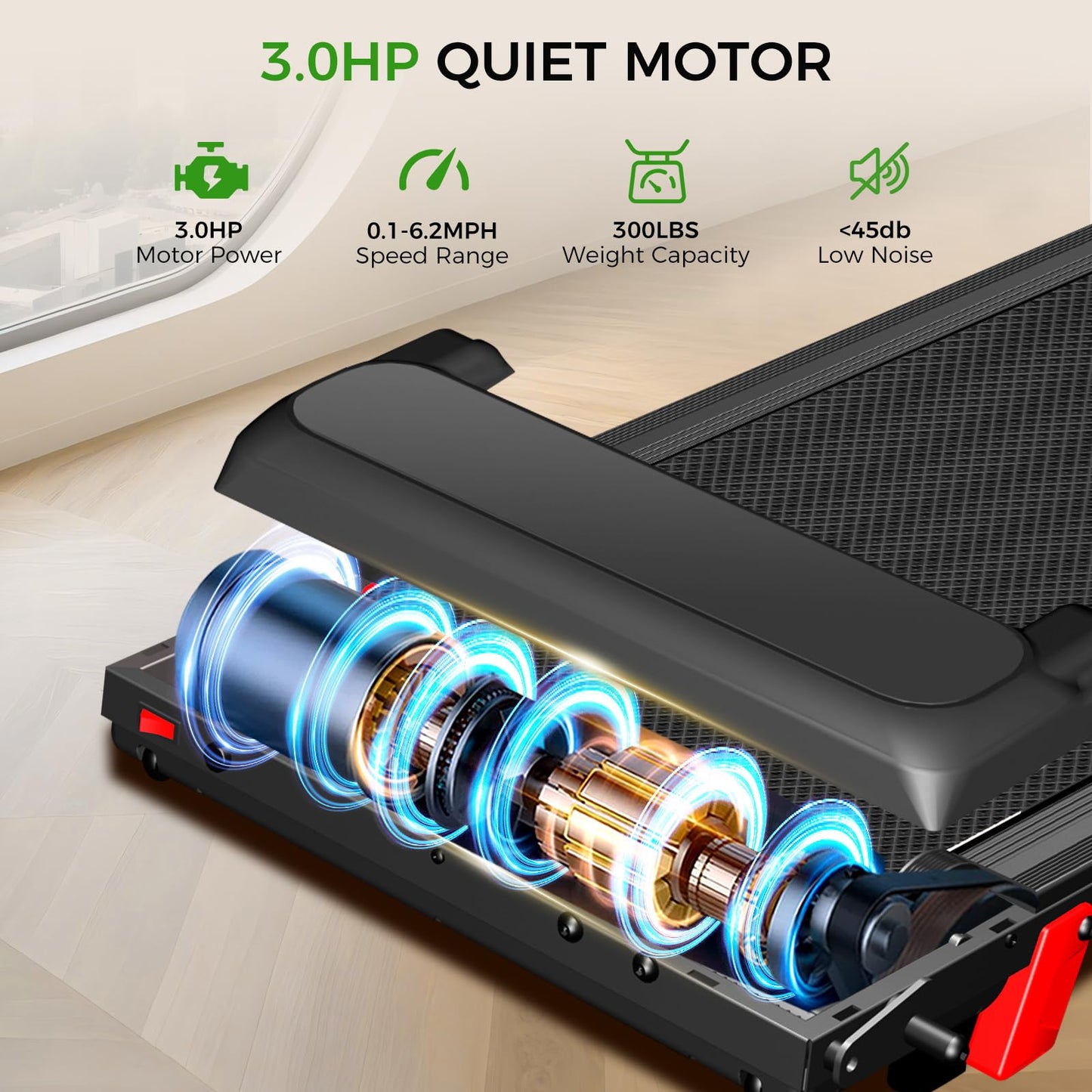 Foldable Treadmill for Home, 3-in-1 Walking Pad with 13% Incline & Handle Bar, 300LBS Capacity, 3.0HP Quiet Brushless, Small Treadmills for Small Spaces FutureGlide