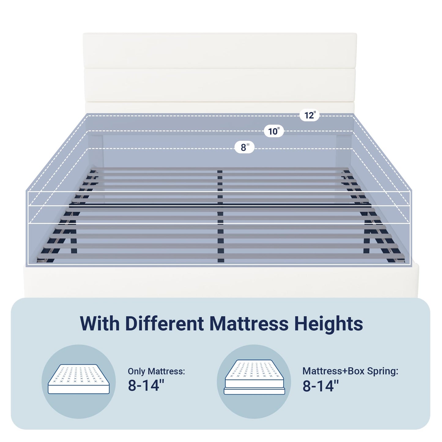 Allewie Full Size Platform Bed Frame with Velvet Upholstered Headboard and Wooden Slats Support, Fully Upholstered Mattress Foundation/No Box Spring Needed/Easy Assembly, White