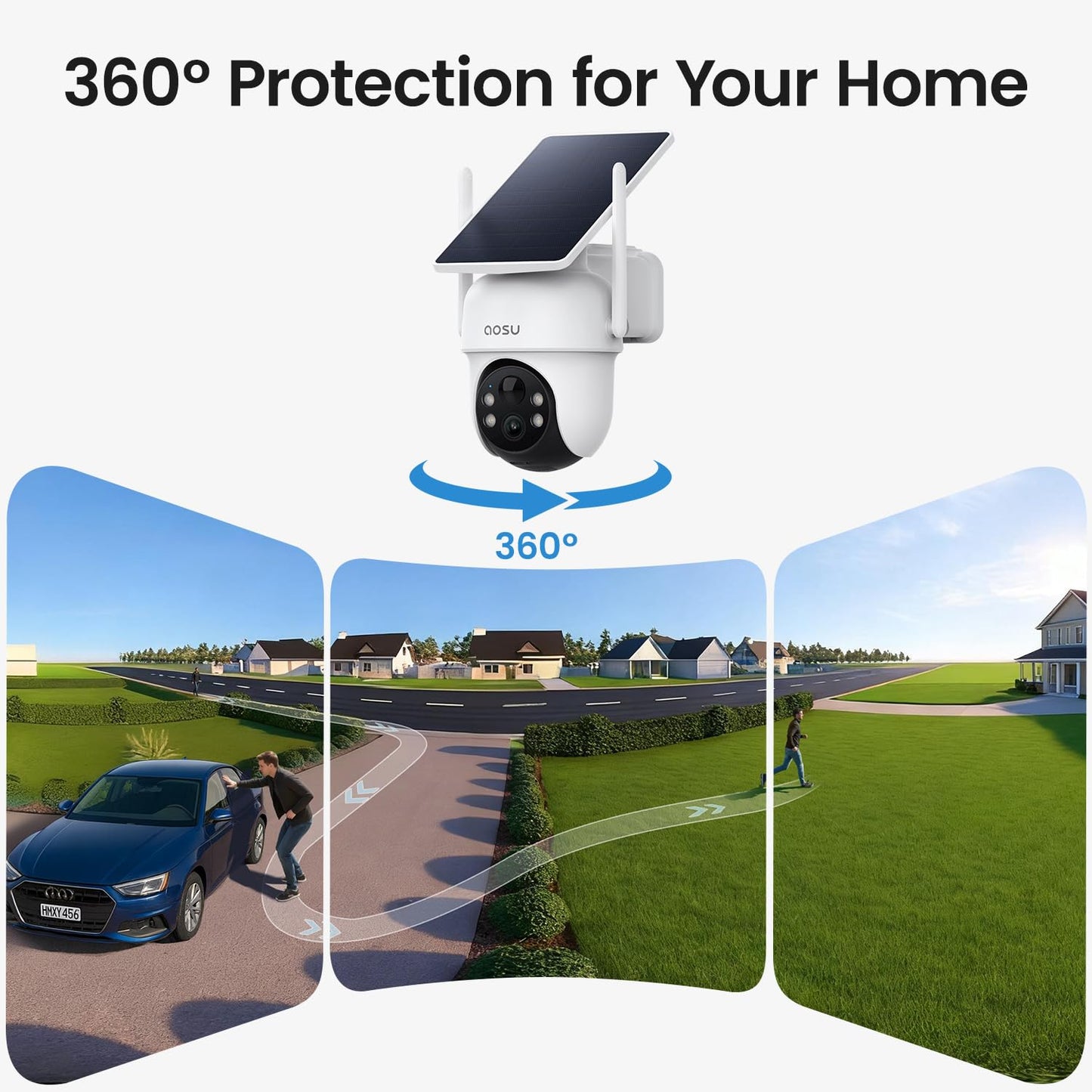 aosu Security Cameras Wireless Outdoor, 6-Cam Kit, No Subscription Required, aosuBase Expandable to 1TB (32GB Built-in), 360° Pan & Tilt, Human Auto Tracking, 5MP Color Night Vision, Easy Setup