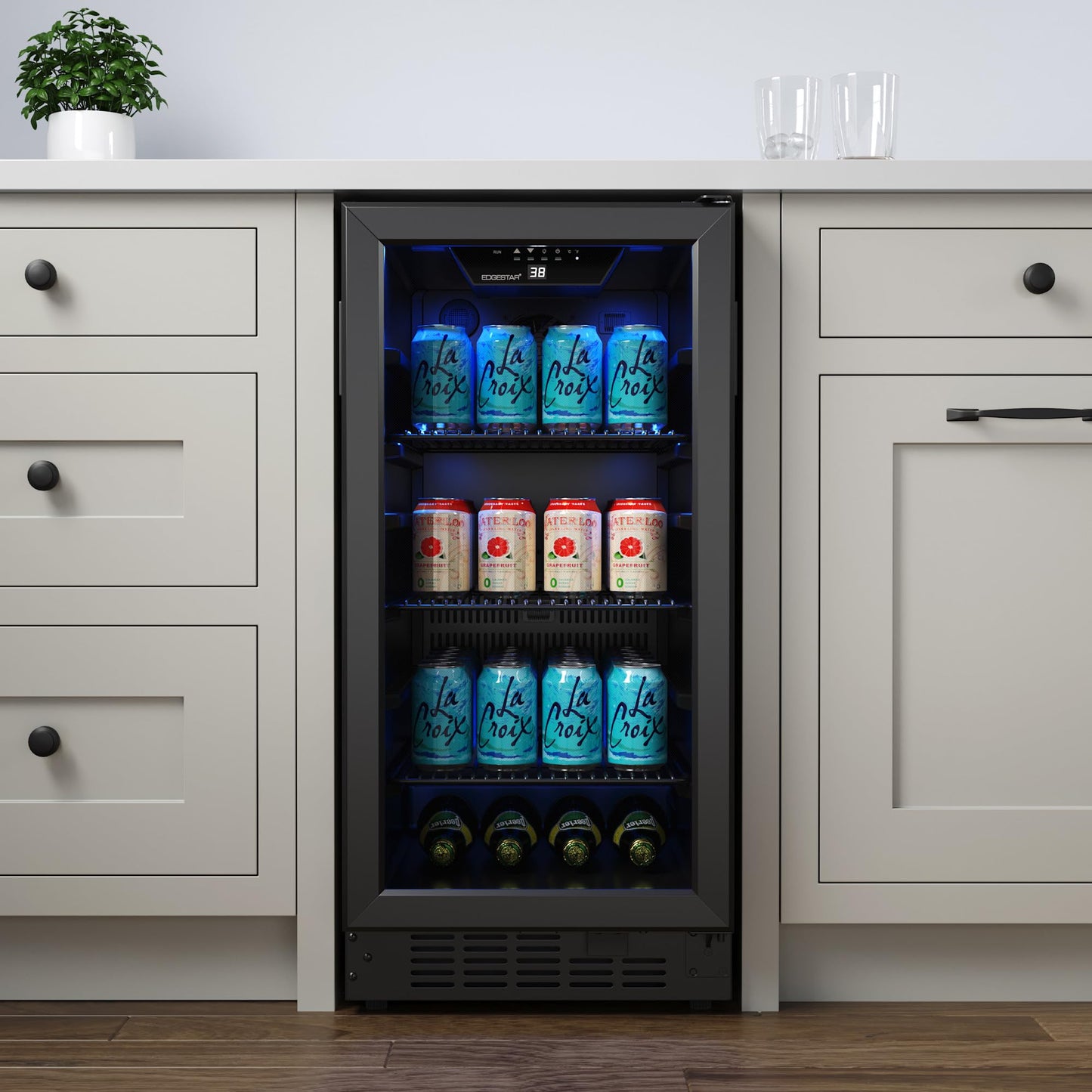 EdgeStar BBR901BL 15 Inch Wide 80 Can Built-In Beverage Center with Slim Design - Black