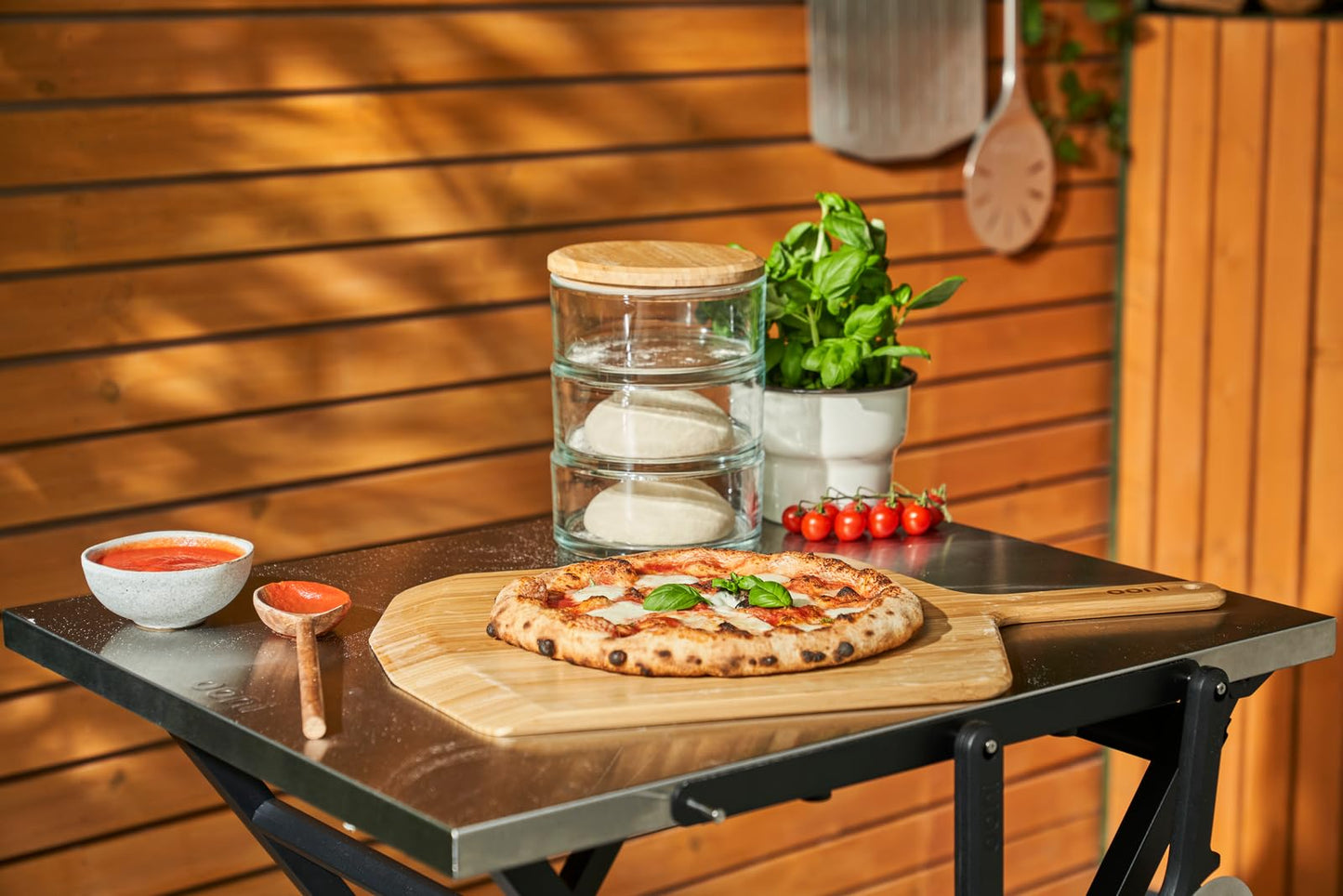 ooni Portable Folding Table, Silver, Stainless Steel Work Surface, Outdoor Kitchen Table, Pizza Oven Stand, 22.64'' x 27.56'' x 35.43''