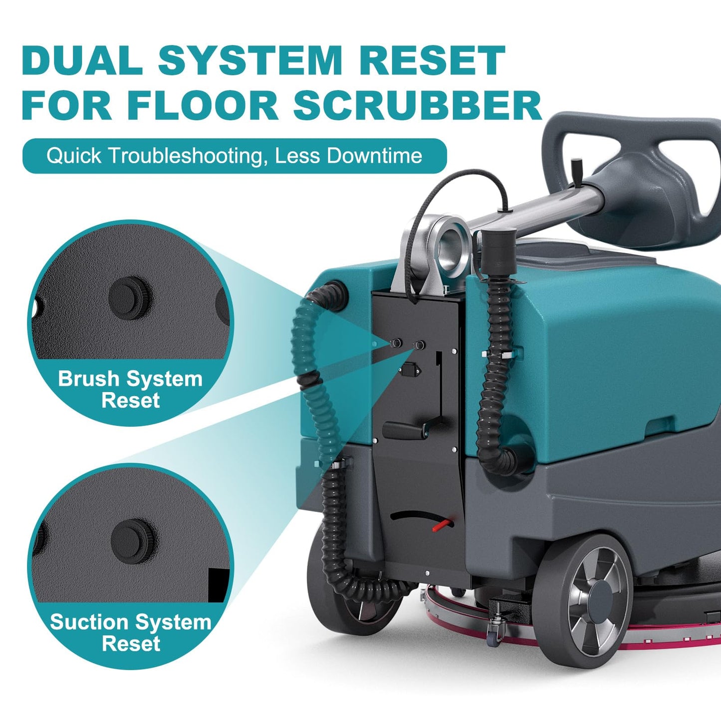 C5 16" Walk-Behind Commercial Floor Scrubber Machine, 500W Motor