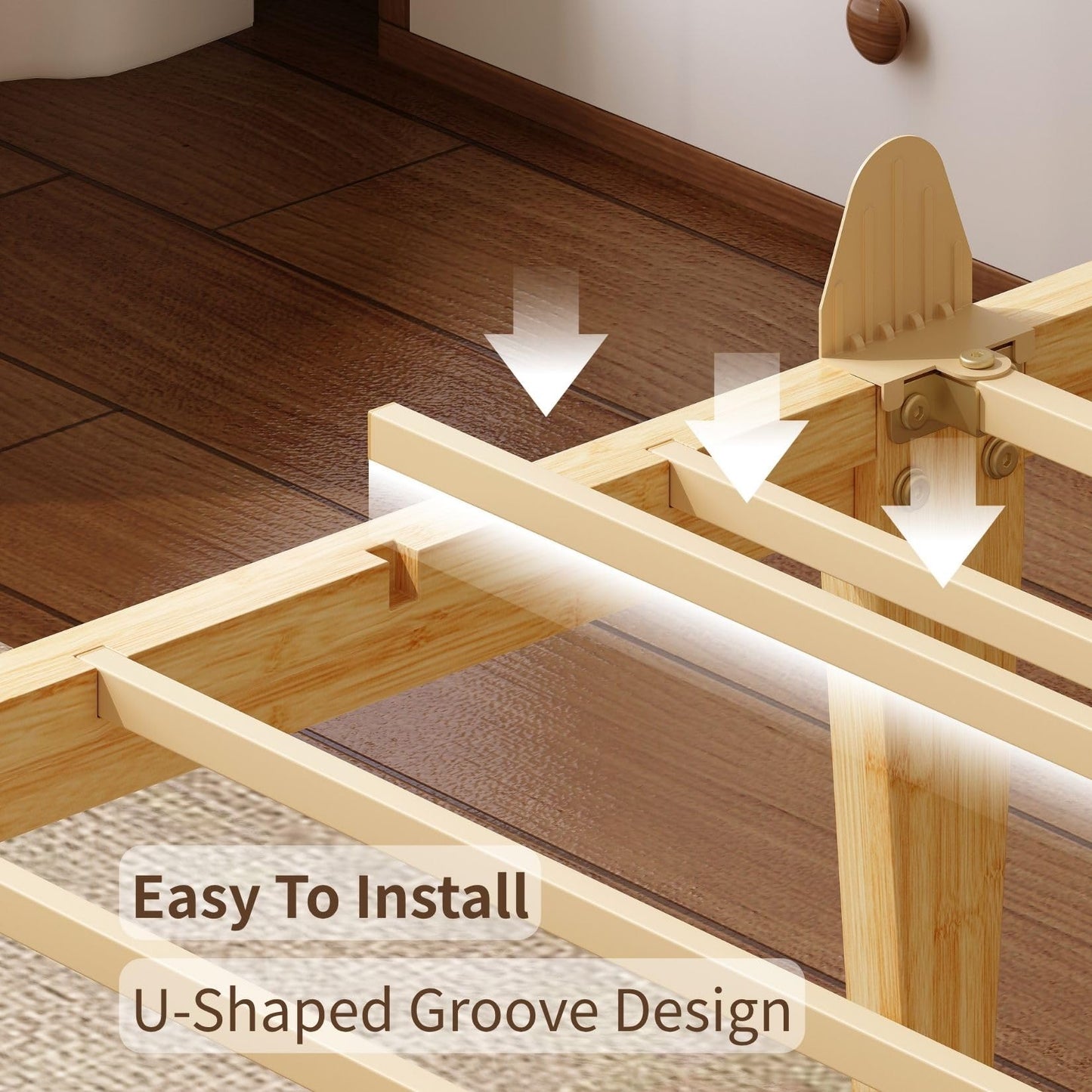 FSCHOS 14 Inch Bamboo Full Size Platform Bed Frame