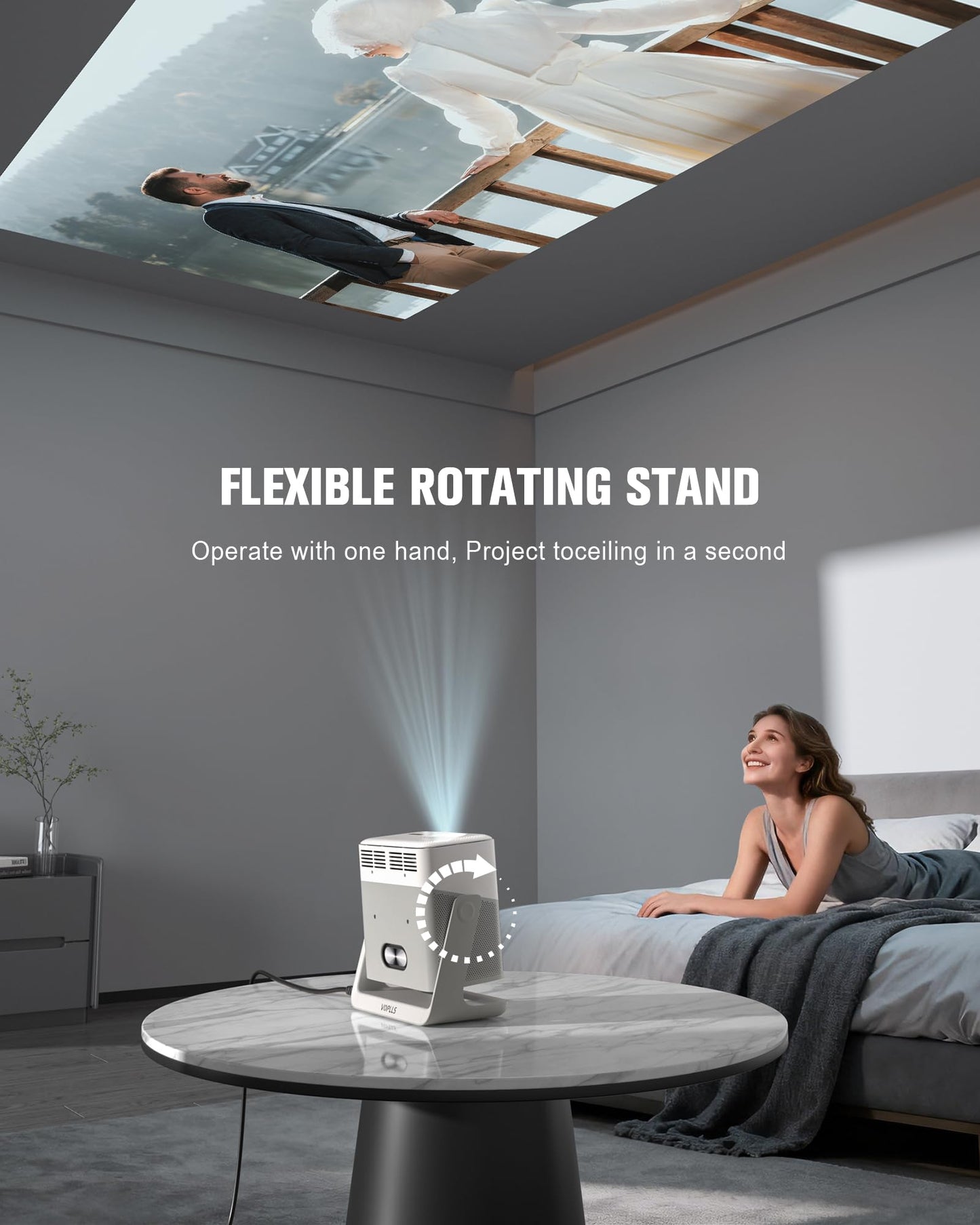【3000 ANSI Official Licensed Google TV】Smart 4K Projector with WiFi and Bluetooth, VOPLLS Outdoor Projectors with Dolby/Auto Focus, Portable Movie Phone Wireless Gaming Wifi Proyector for Bedroom/Home