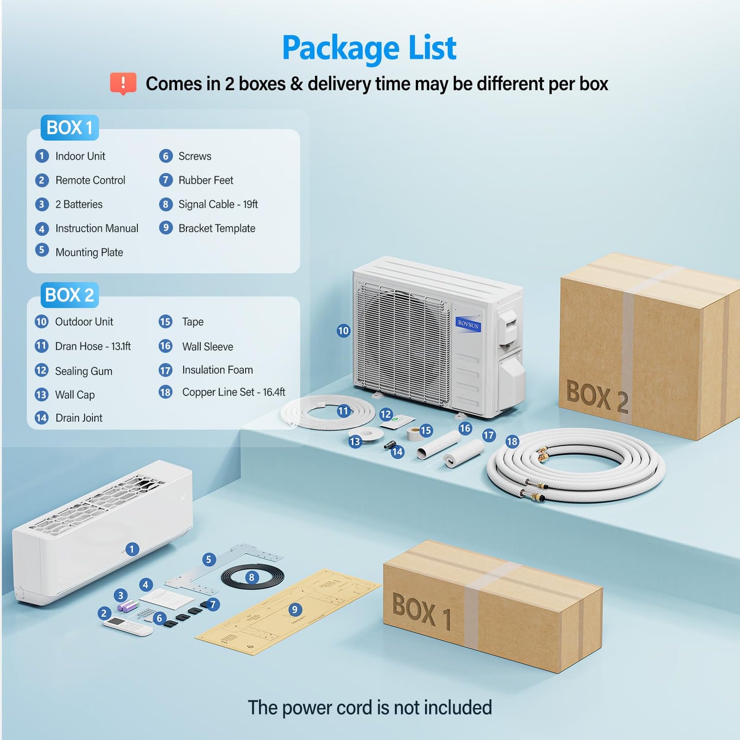 ROVSUN 18,000 BTU Mini Split AC/Heating System with Inverter, 23 SEER2 Energy Saving 230V Ductless Split-System Air Conditioner with Pre-Charged Condenser, Heat Pump, Remote Control & Installation Kit