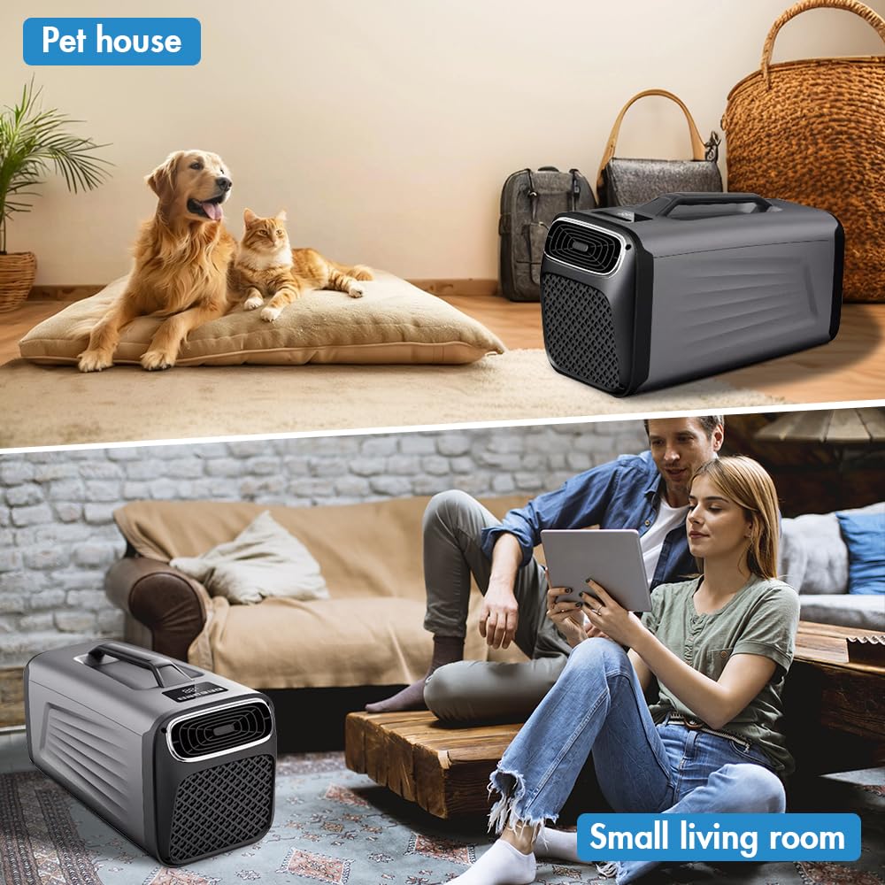 GETUHAND Portable Air Conditioner for Camping Outdoor and Indoor Use, 5200BTU Fast Cooling Capacity for Tent AC，Quiet Air conditoning For Small Rooms，Pet House Black Grey