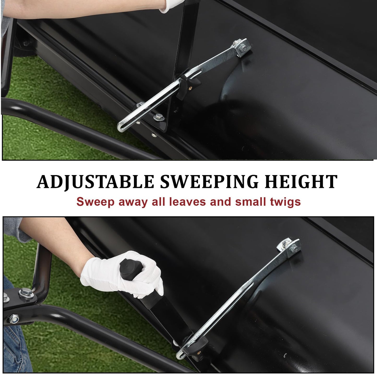 GarveeHome 42" Tow‑Behind Lawn Sweeper, Heavy‑Duty Leaf & Grass Collector for Lawn Tractor/ATV, 24 Cu.ft Yard Sweeper with Adjustable Height & Dumping Rope, Pull Behind Lawn Sweeper for Leaves