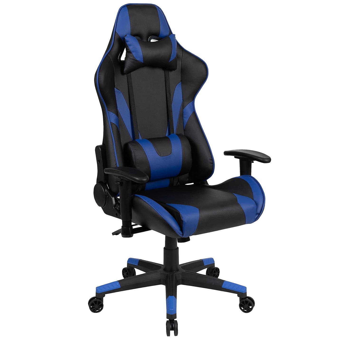 Flash Furniture X20 Gaming Chair Racing Office Ergonomic Computer PC Adjustable Swivel Chair with Fully Reclining Back in Blue LeatherSoft