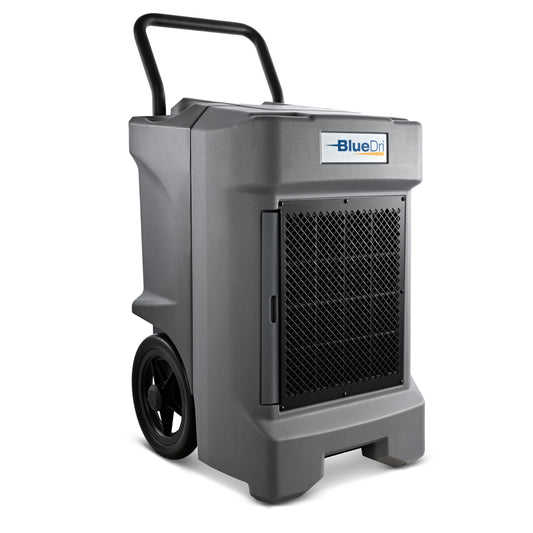 BlueDri BD-130P 225PPD Industrial Water Damage Equipment Commercial Dehumidifier with Hose for Basements in Homes and Job Sites, Gray