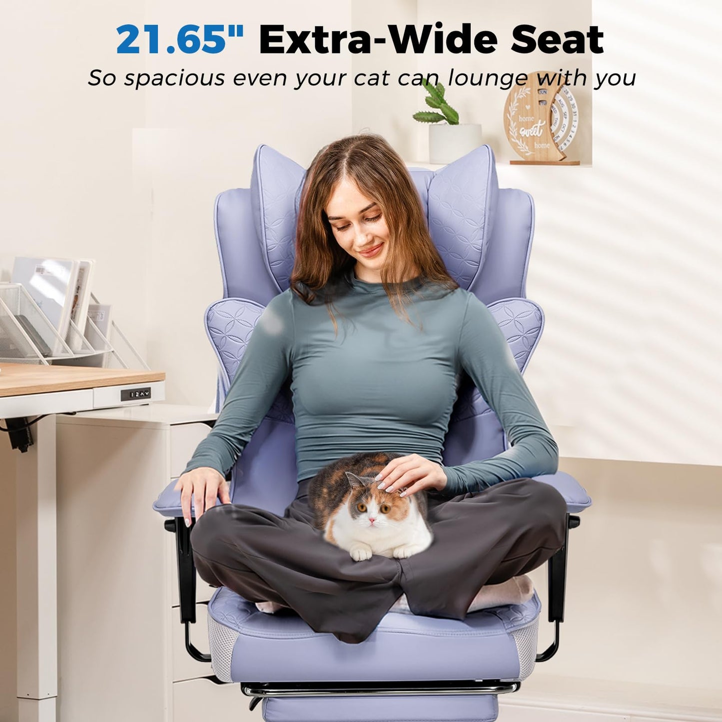 GTPLAYER Big and Tall Office Chair, Wide Ergonomic Gaming Chair with Deluxe Embossing Designed Leather with Foot Rest,150°Reclining Adjustable Soft Armrests Pocket Spring Back Support and Pillow