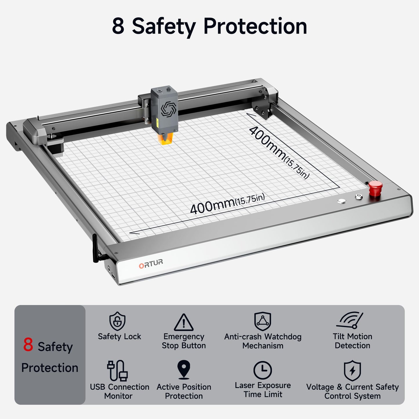 Ortur 10000mW Laser Engraving Machine, Ortur Laser Master 3 High Precision Laser Cutter, Leather Acrylic Glass Metal & Wood Laser Engraver for DIY Making, Class 4, 15.7'' x 15.7''