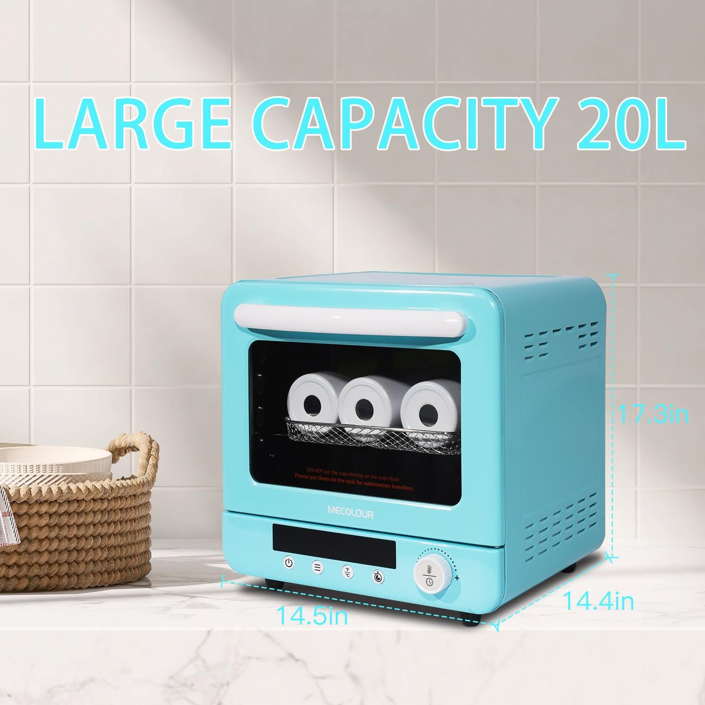MECOLOUR Sublimation Oven Machine 20L 110V 1250W for 40 Oz Tumbler Heat Press, Convection Oven for Sublimation Blanks Mugs Cups Water Bottles
