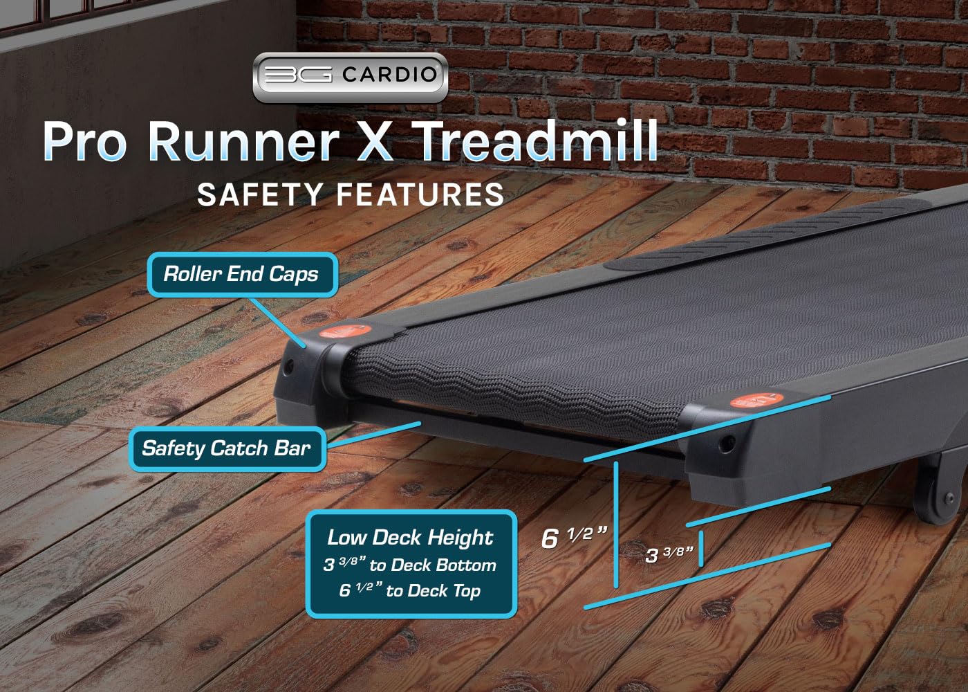 3G Cardio Pro Runner X Treadmill - Heavy Duty Home Construction - FreeSync FTMS Bluetooth Connectivity - Low 6.5" Step-up Height - Foldable Compact Storage - Orthopedic Belt - 350 lb Capacity