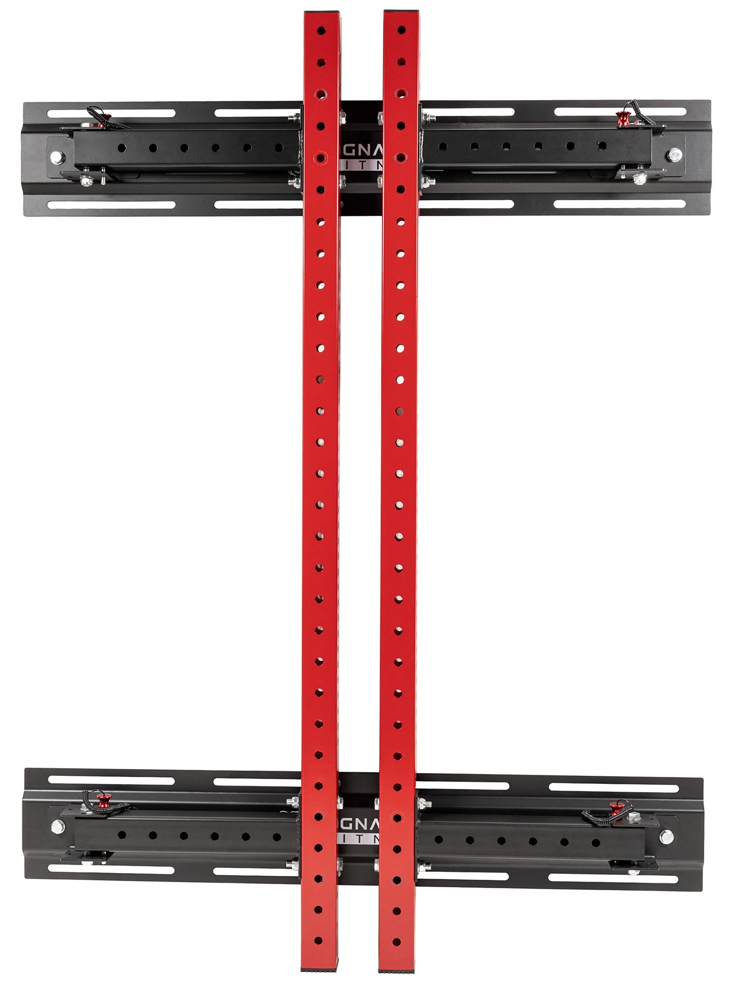 Signature Fitness Fitvids 3” x 3” Wall Mounted Fold-in Power Cage Squat Rack with Adjustable Pull Up Bar and J Hooks - Space-Saving Home Gym – Sports Training – Wall Mount Rack – Black