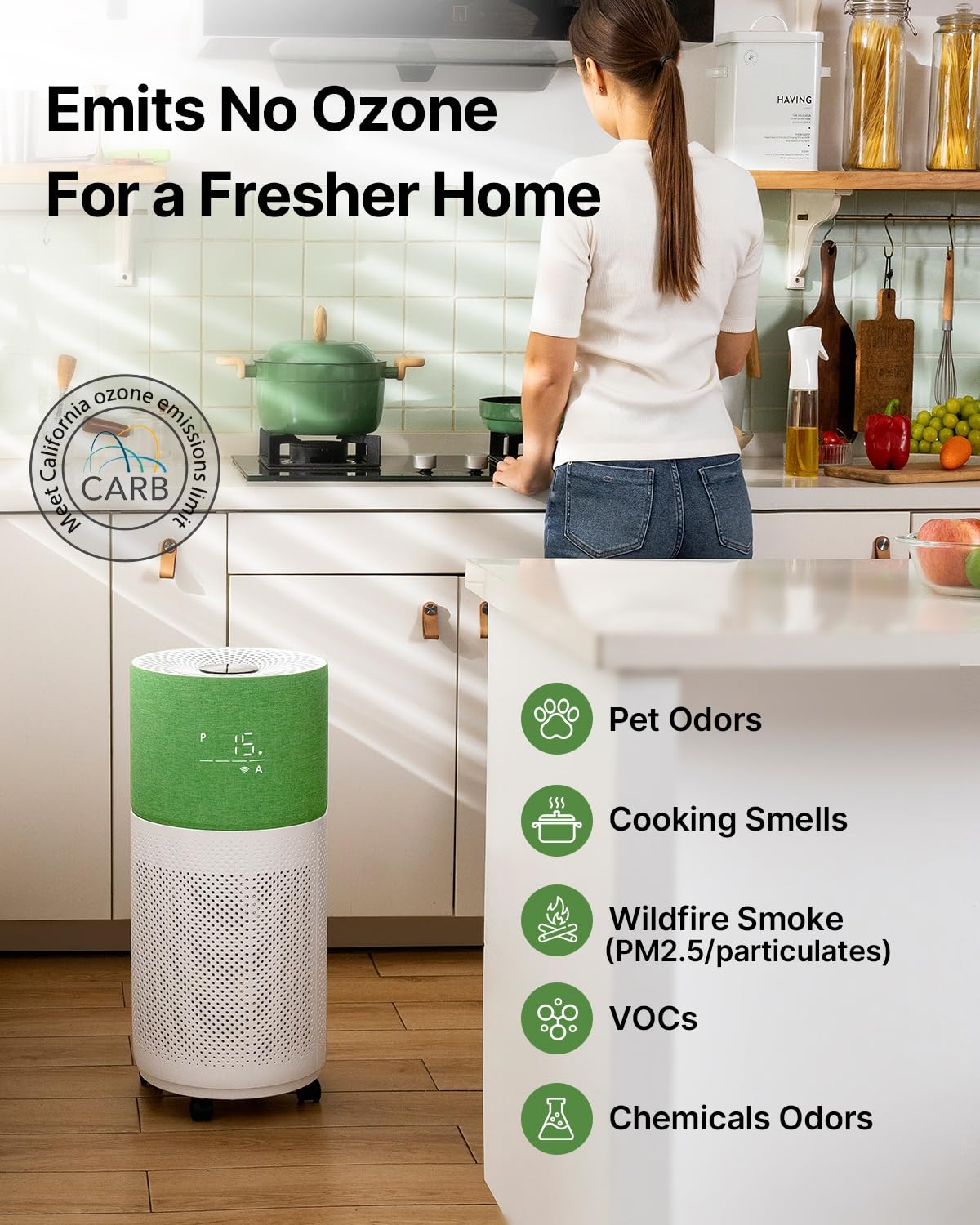 CleanForce Rainbow Air Purifier for Large Room up to 2250 ft², Advanced True HEPA & Carbon Filter, Reduces Dust, Pollen, Smoke & Pet Dander, Alexa/App Control, Ozone-Free | Gray
