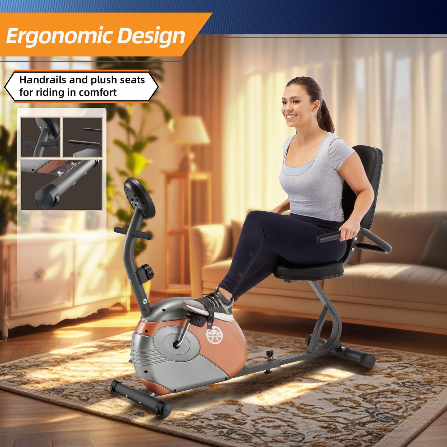 Marcy Recumbent Exercise Bike with Resistance ME-709