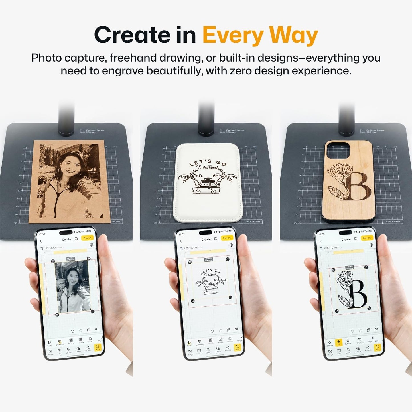 LaserPecker LP1 Plus Mini Laser Engraver for Beginners, Pocket-Sized Laser Engraving Machine with Adjustable Stand, 360° Multi-Angle Engraving for Wood Leather Paper DIY Projects