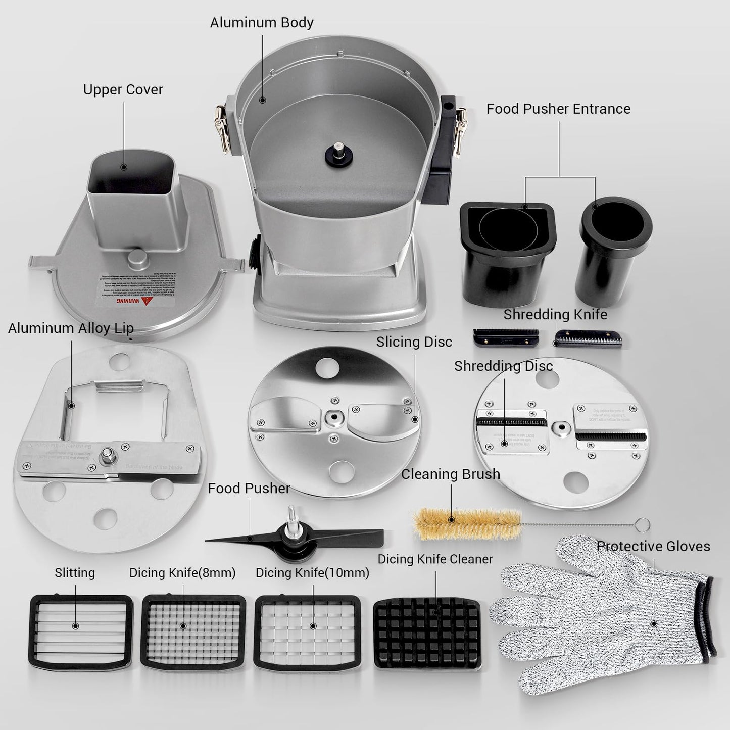 LEEVOT Commercial Vegetable Chopper 200W, Electric Food Processor for Slicing Dicing Shredding, Professional Veggie Cutter for Restaurant, Hotel School, Cafeteria, French Fry, Cheese Grater