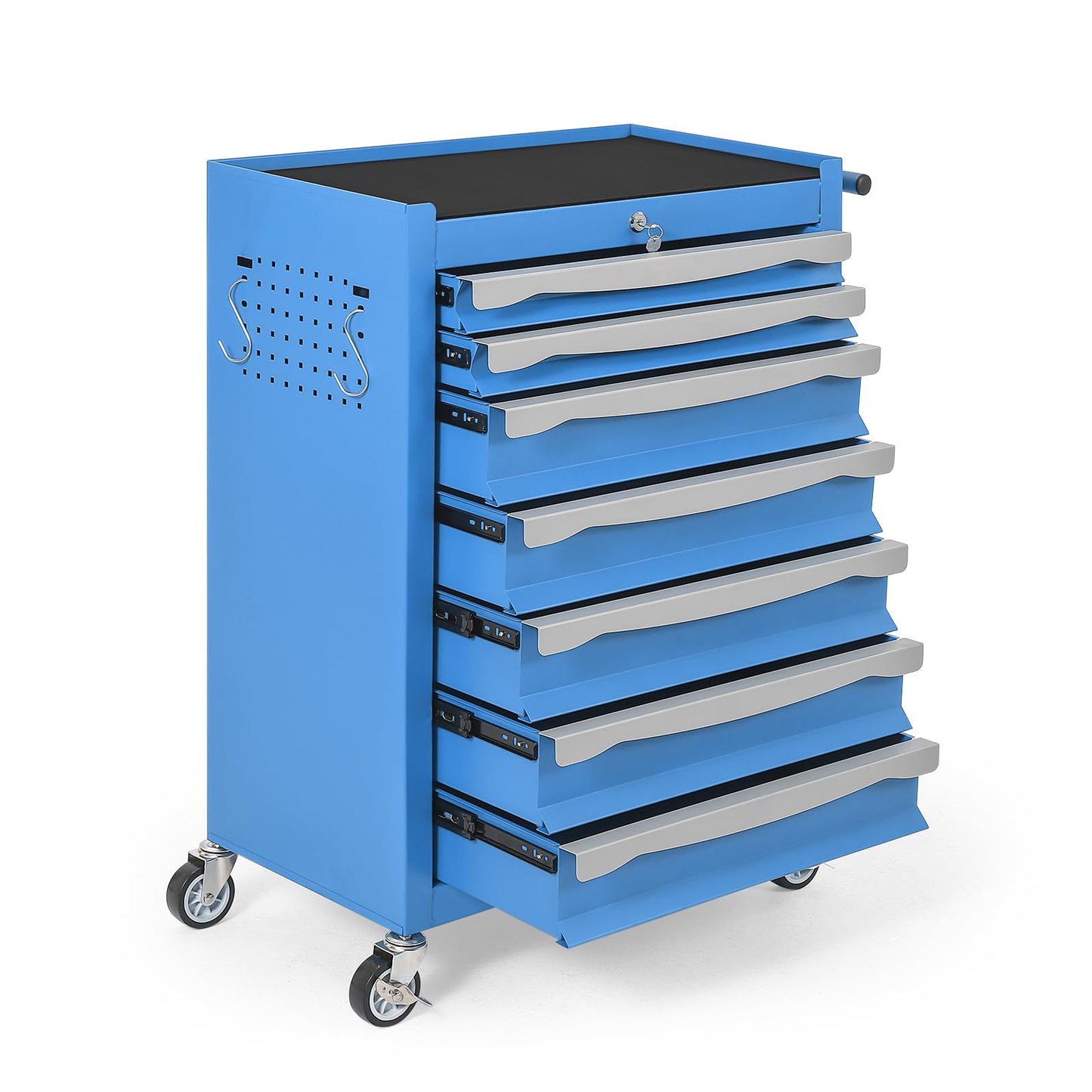 IDEALHOUSE Rolling Tool Chest, 7-Drawer Tool Chest with Drawers Modular,Mobile Heavy Duty Tool Box with Lock,Drawer Liners & Link Buckle, Steel Toolbox for Garage, Workshop, Warehouse, Blue