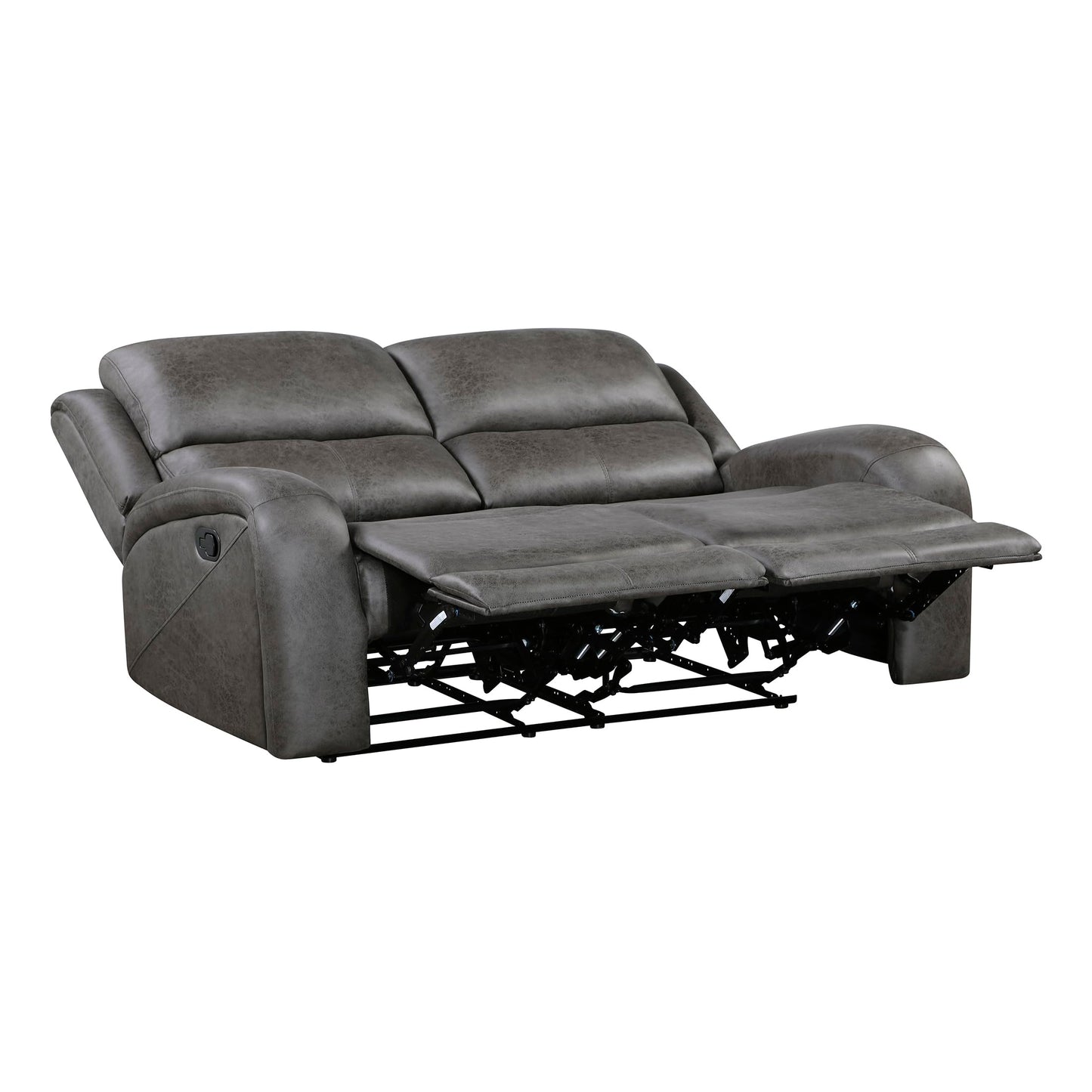 Lexicon 61.5'' Double Recliner Couch, Wall Hugger Sofa Recliners, Home Theater Seating Dual Reclining Couch, Love seat Recliner Manual Recliner Couches for Living Room/Bedroom/Office/Apartment, Grey