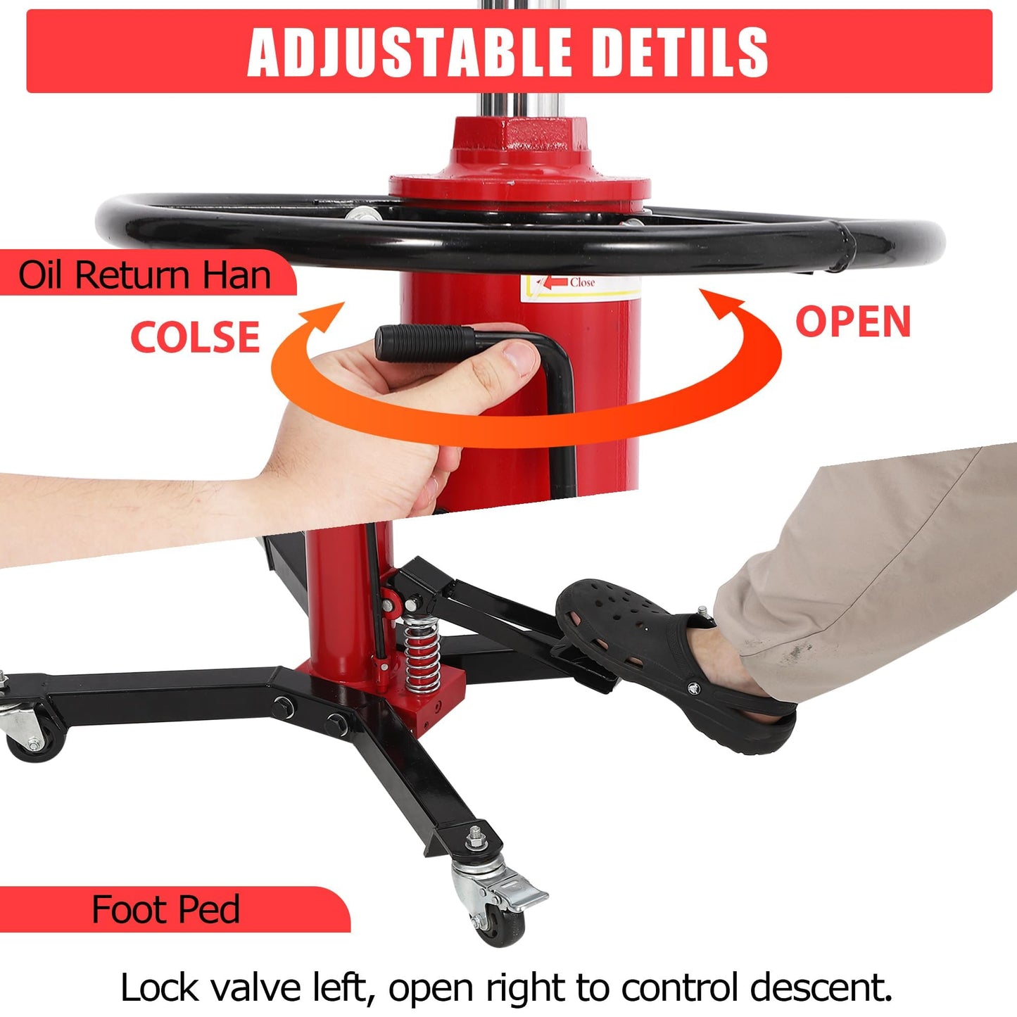 Transmission Jack 1322 LBS, Hydraulic Telescoping Stand with Foot Pedal & 360° Swivel Wheels, 34"-68" High Lift Transmission Jack for Car, Truck, SUV Repairs in Garage Workshop