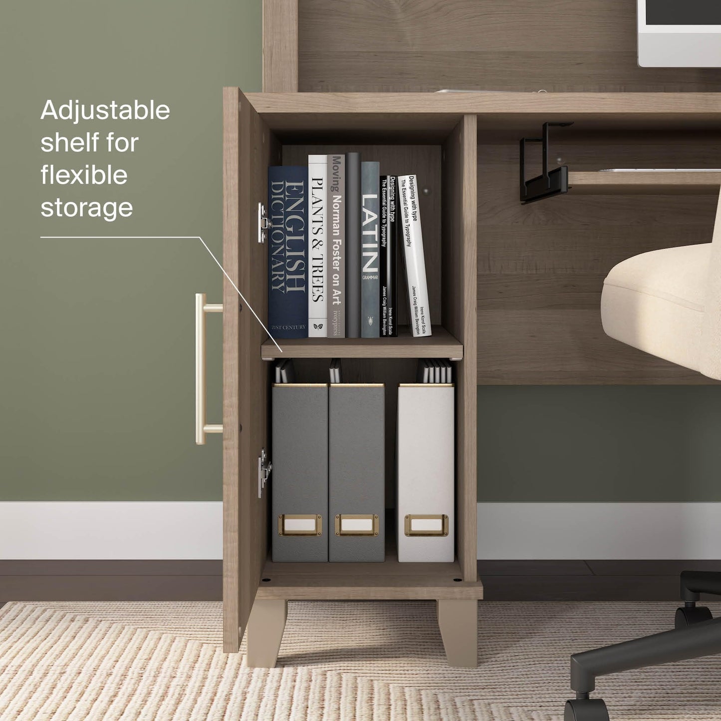 Bush Home 72-Inch L-Shaped Desk with Storage, Corner Computer Office Desk with File and Box Drawers, Home Office Workstation with Storage Cabinet, Somerset Collection, Ash Gray
