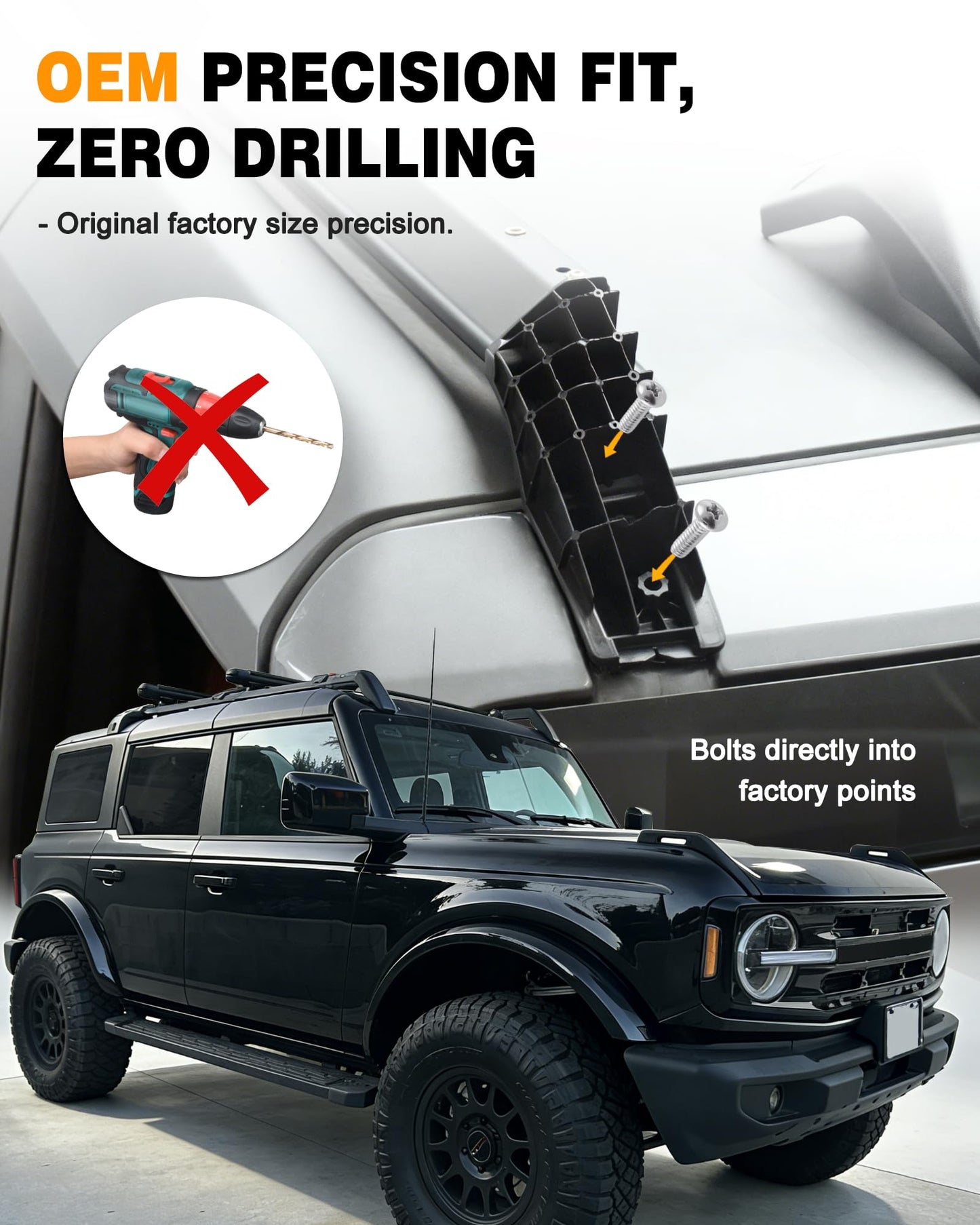 Snailfly Roof Rack Cross Bars 4PCS for Ford Bronco 2021-2026 Hard Top Only 2-Door & 4-Door - Aluminum Rooftop Cargo Luggage Carrier, Low Profile, (Not for Bronco Sport,Raptor, 4Door Badlands 2.7L)