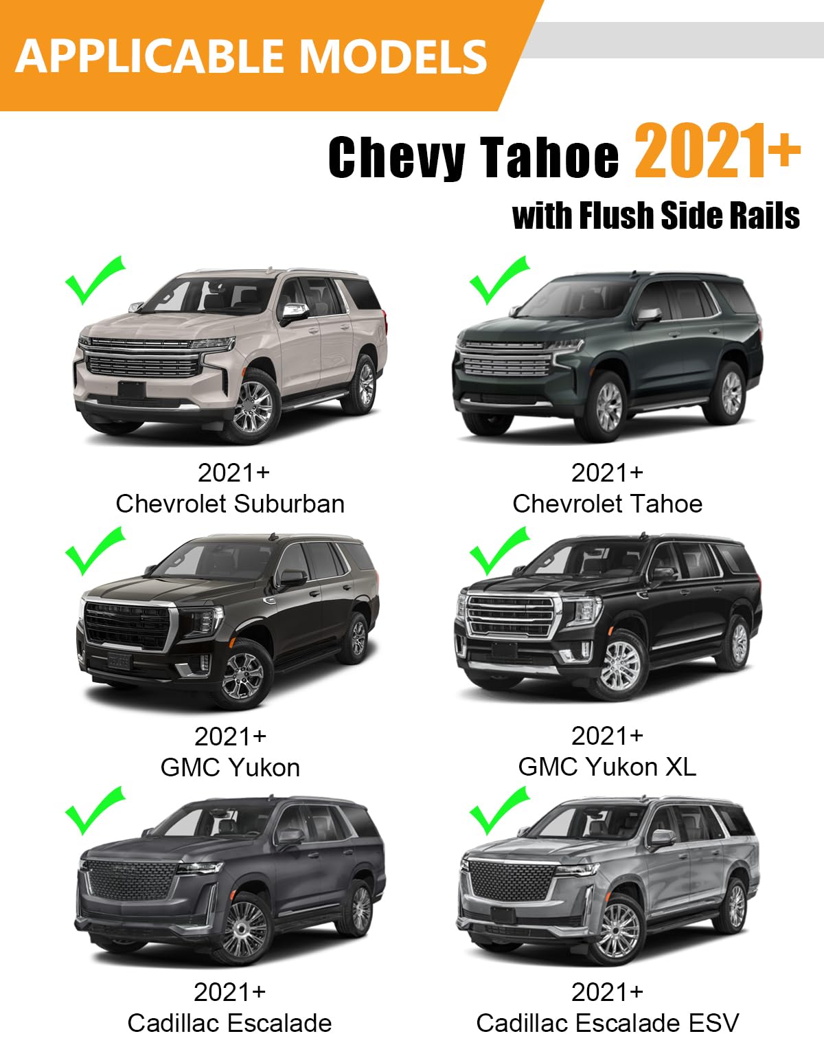 KINGGERI Lockable 350lbs Roof Rack Cross Bars Compatible with 2021 2022 2023 2024 2025 2026 Chevy Tahoe & Chevrolet Suburban & GMC Yukon XL & Cadillac Escalade ESV, Heavy Duty Rooftop Aluminum