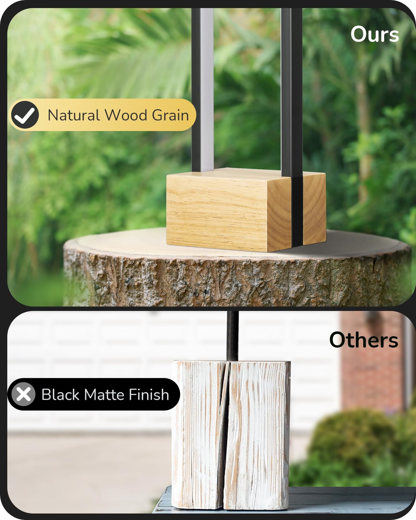 EDISHINE Modern Table Lamp, Dimmable LED, 3 Color Temps, 14.6inx4.7inx4.7in, Black Frame & Solid Wood Base, Model HLTL02