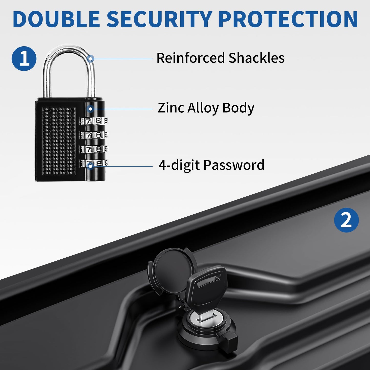 OEDRO Truck Bed Storage Tool Box Fits 2015-2026 Ford F150 Driver Side + Passenger Side, 180 Degree Rotation Rear Tool Boxs with Lockable Lid & Password Padlock, Black Waterproof Wheel Well Storage