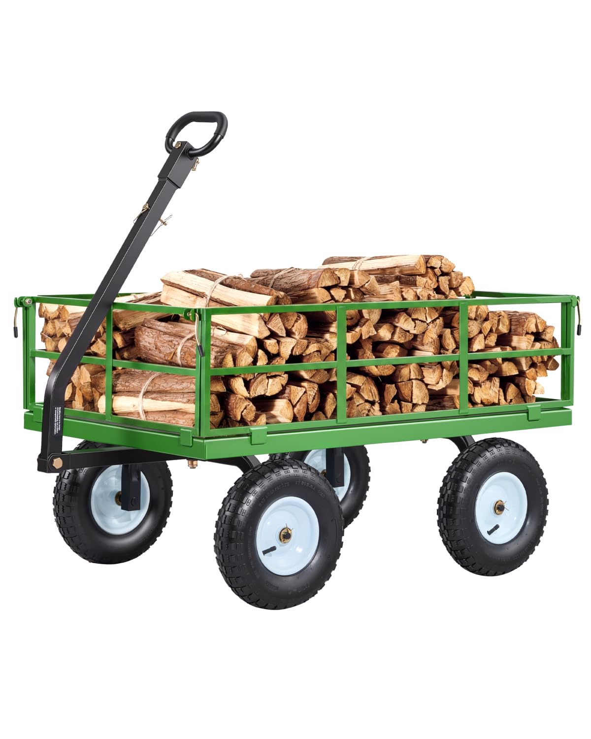 VEVOR Steel Garden Cart, 1200 lbs Heavy Duty Pullable Garden Wagon Yard Cart, 2 in 1 Outdoor Metal Utility Wagon Yard Trailer with 13" All Terrain Tires, Mesh Detachable Sides and 180° Rotating Handle