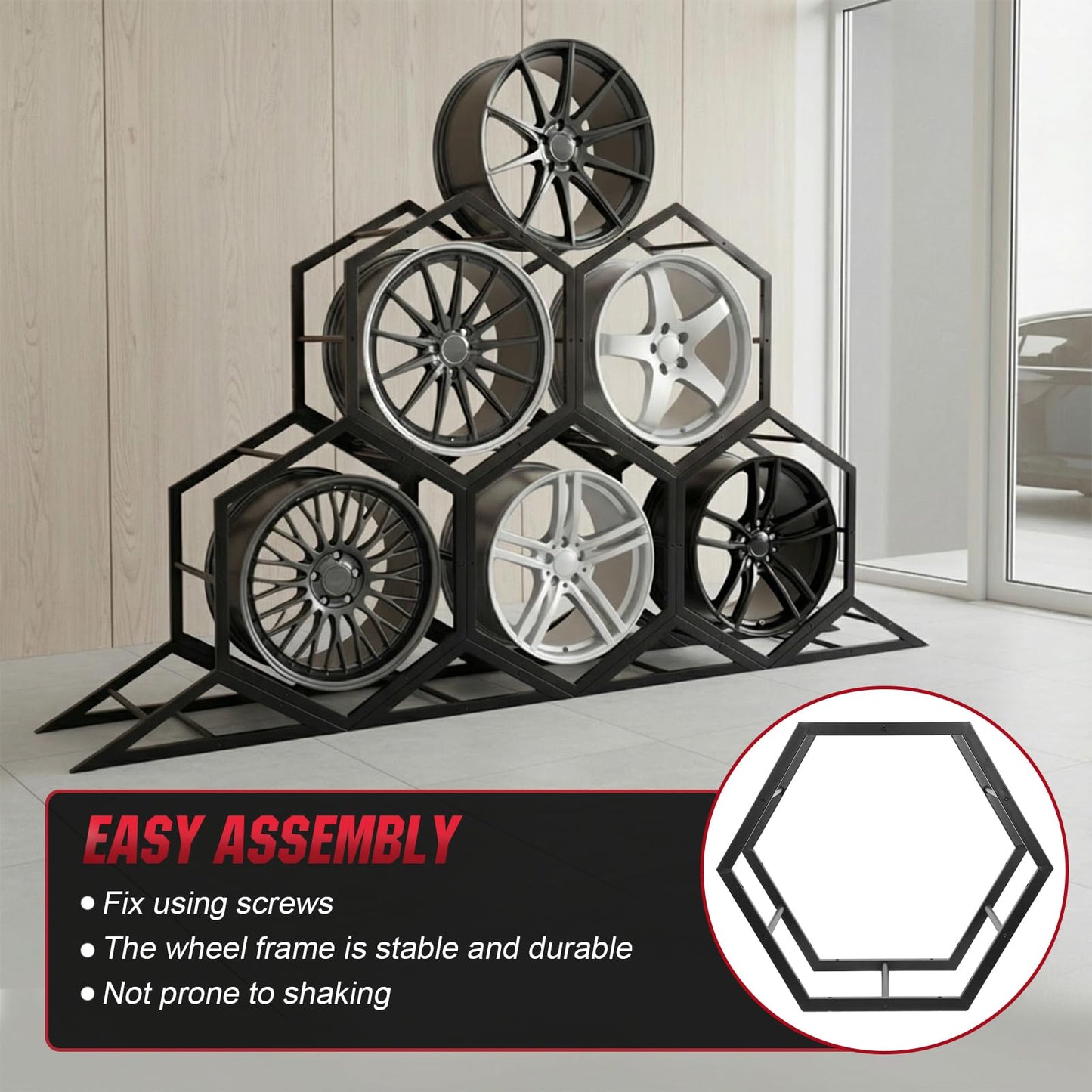 Heavy Duty Tire Storage Rack Adjustable Tire Rack for Garage Wall Mount Wheel Organizer Holder for Exhibition Shop Garage Trade Show