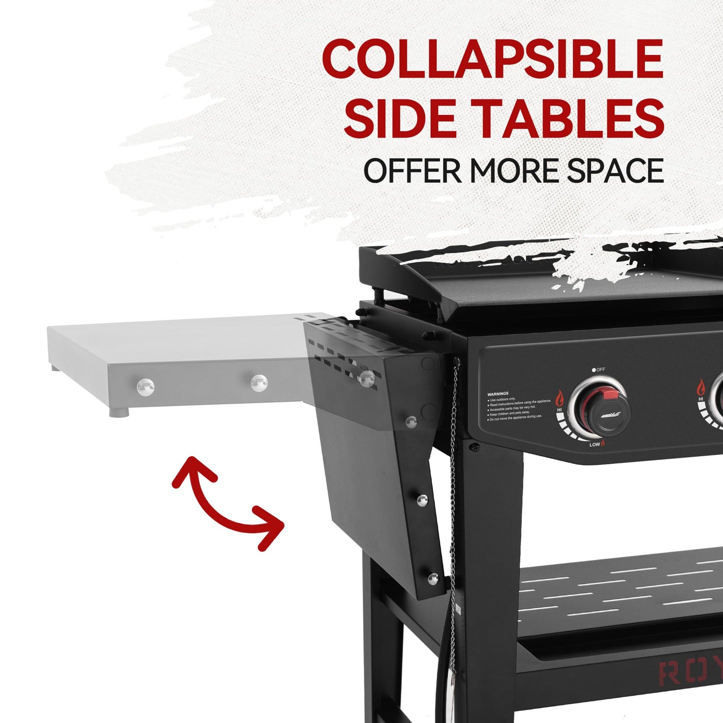 Royal Gourmet GD405A 4 Burner Propane Gas Grill and Griddle Combo with Grilling Gear Set, Griddle Grill Combo with Foldable Side Tables for Outdoor Cooking While Camping or Tailgating, Black