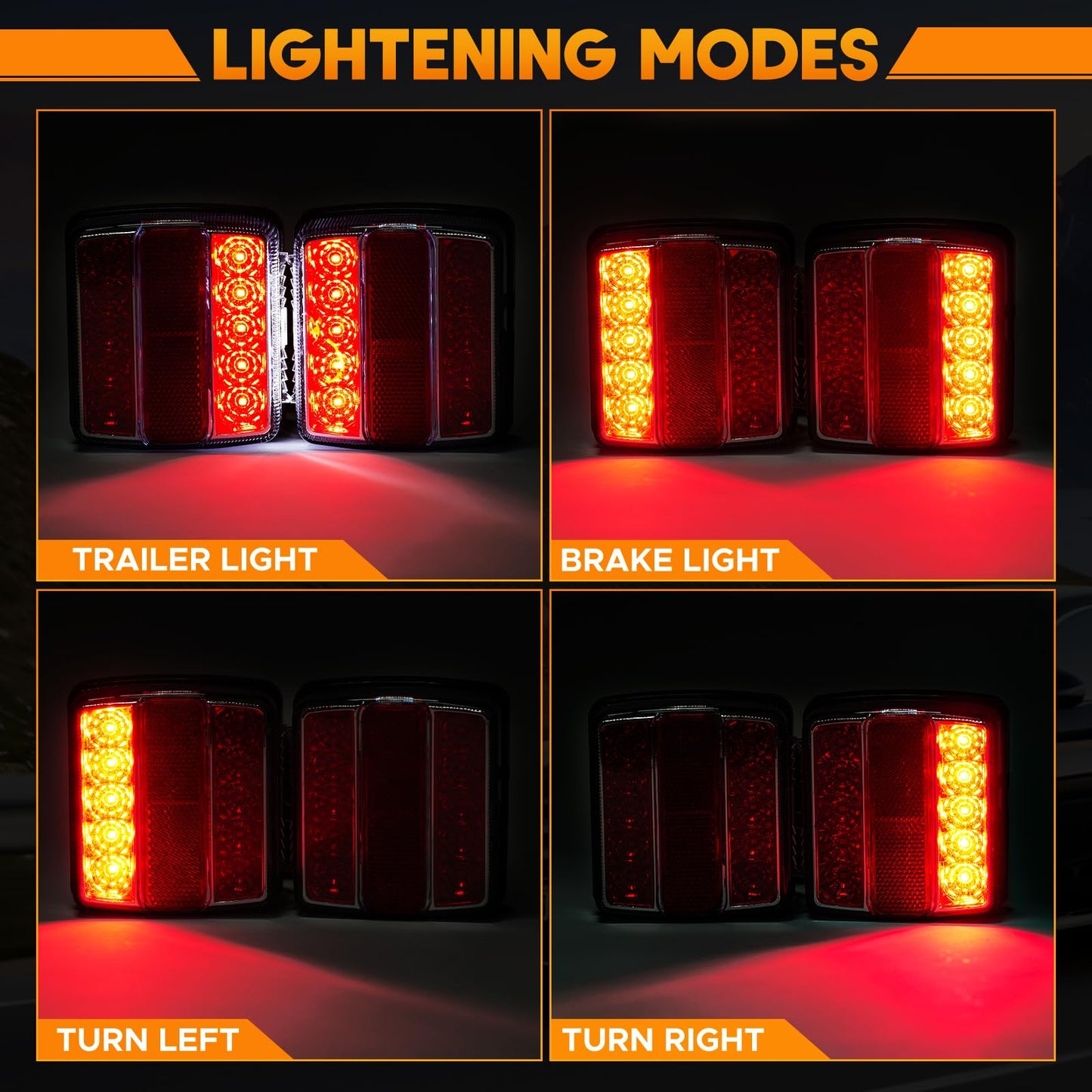 Hifybaty Wireless Trailer Light Kit - Rechargeable Magnetic LED, Waterproof, Model Z_T033S, Red, Size Trailer Light Kit_A