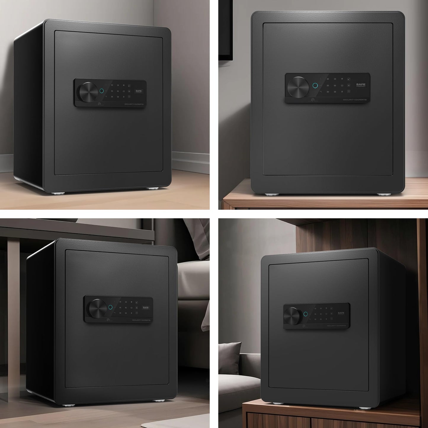 Safe Box, Fingerprint Safe with Fireproof &Waterproof Bag Money Safety Box for Cash Documents Small Safes for Home with Digital Biometric Keypad & Removable Shelf (2.0 Cubic Feet Biometric)