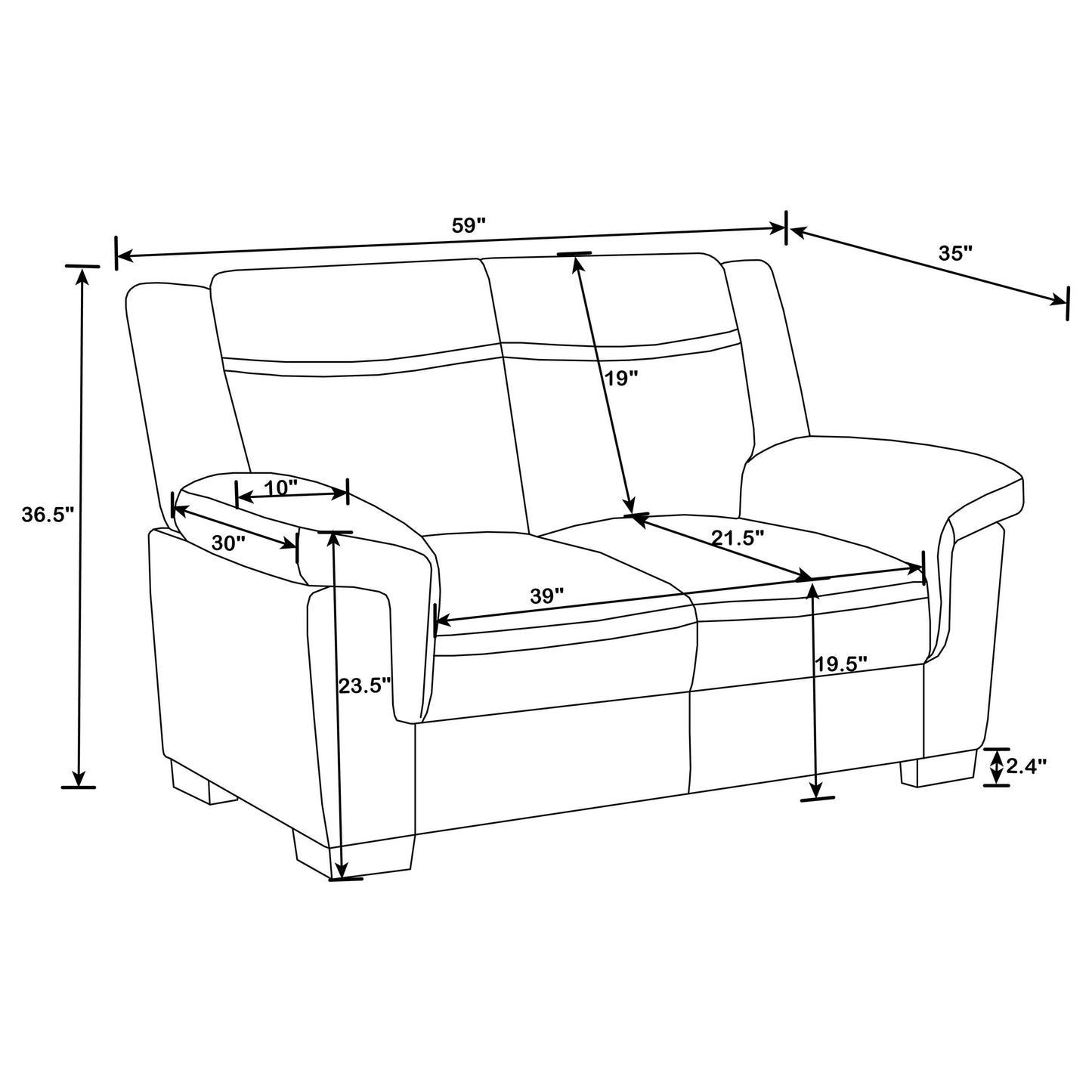 Coaster Home Furnishings - Arabella - 2-Piece Leatherette Upholstered Sofa and Loveseat Set with Padded Arms - Transitional - Living Room - Gray - 506591-S2