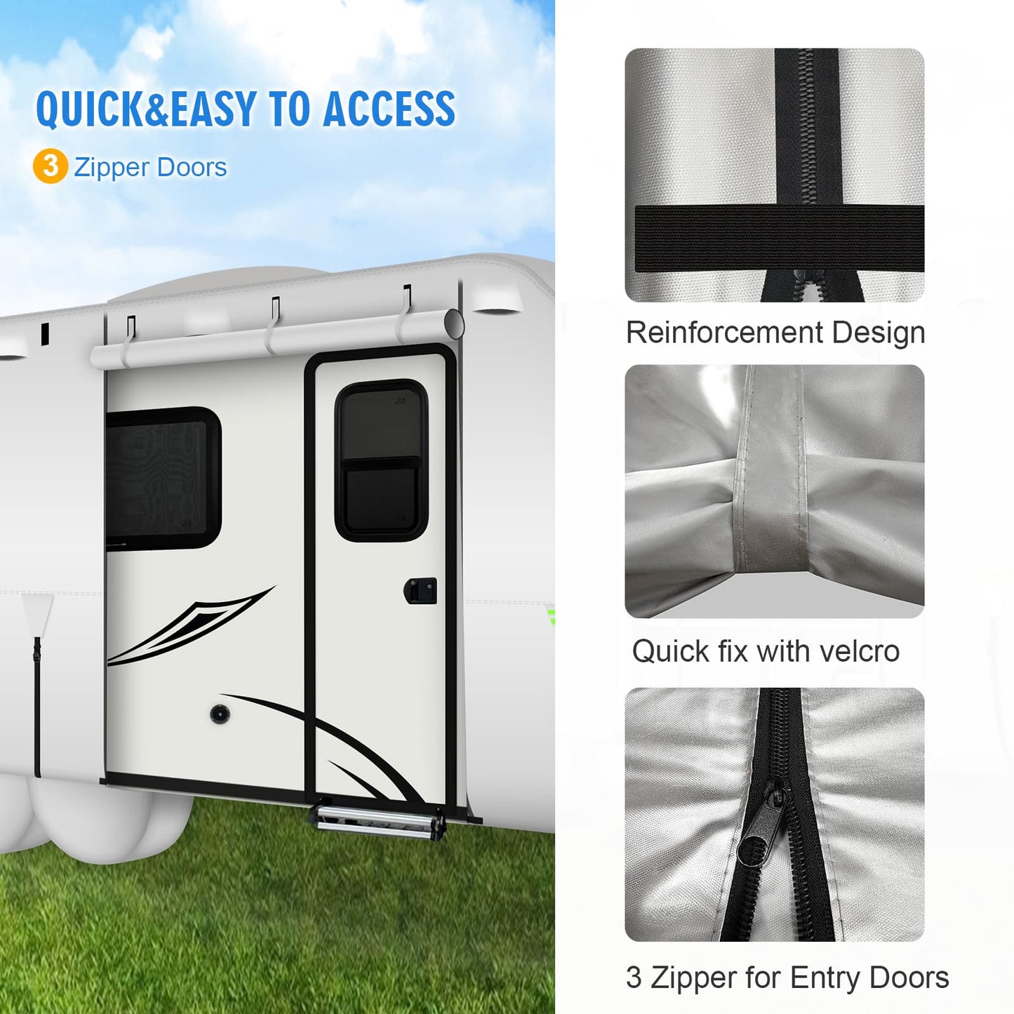 Dulepax Oxford RV Cover 27'-30' Travel Trailer Cover,Waterproof Camper Cover with 420D Oxford Fabric Anti-UV, Weatherproof, Ripstop Utility Trailer Covers