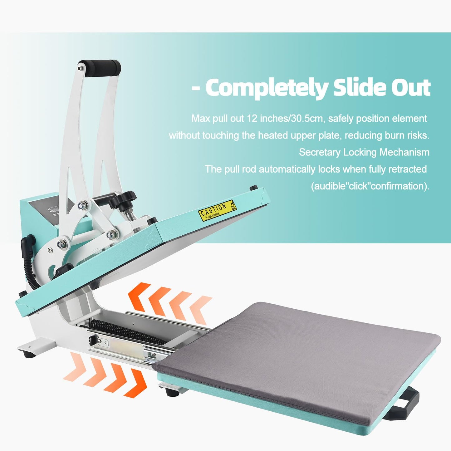 ColorSub 15x15 Heat Press for T-Shirt with Slide Out Drawer, Sublimation Heat Press Machine, Teal