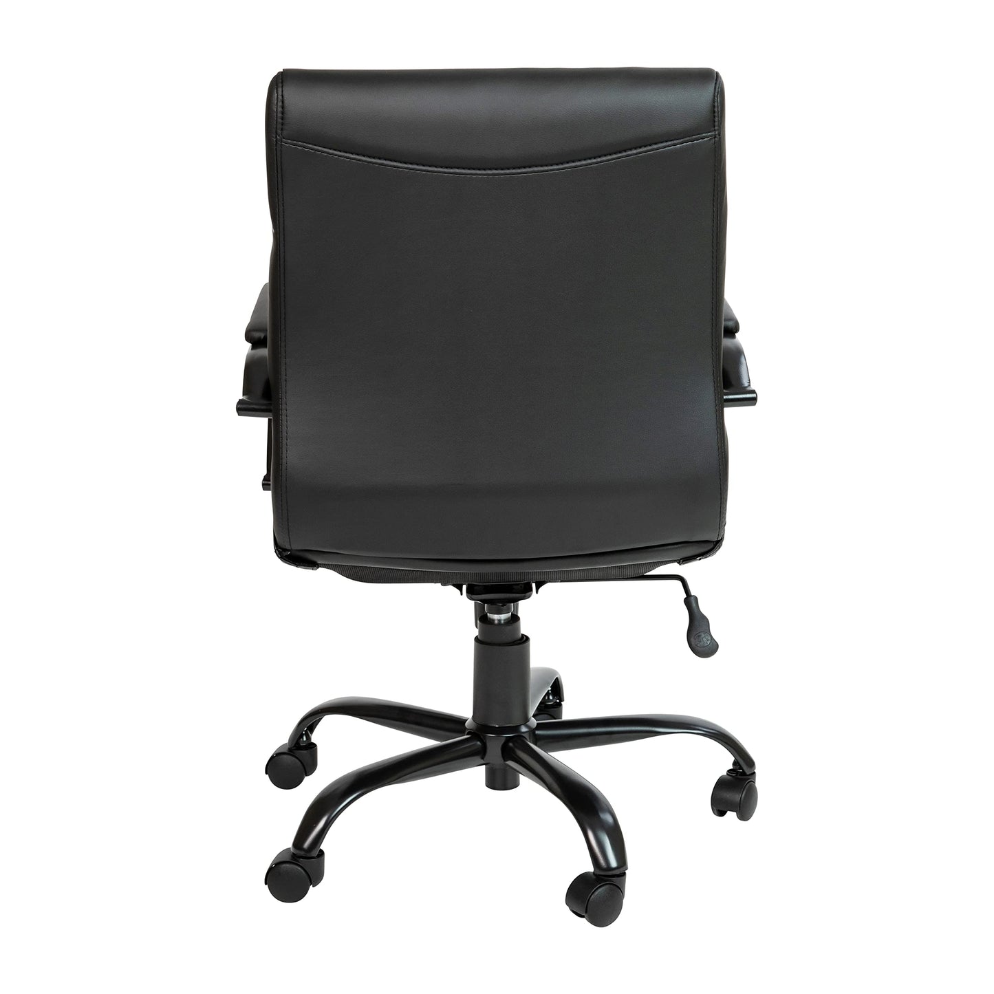 Flash Furniture Whitney Mid-Back Swivel LeatherSoft Desk Chair with Padded Seat and Armrests, Adjustable Height Padded Office Chair, Black
