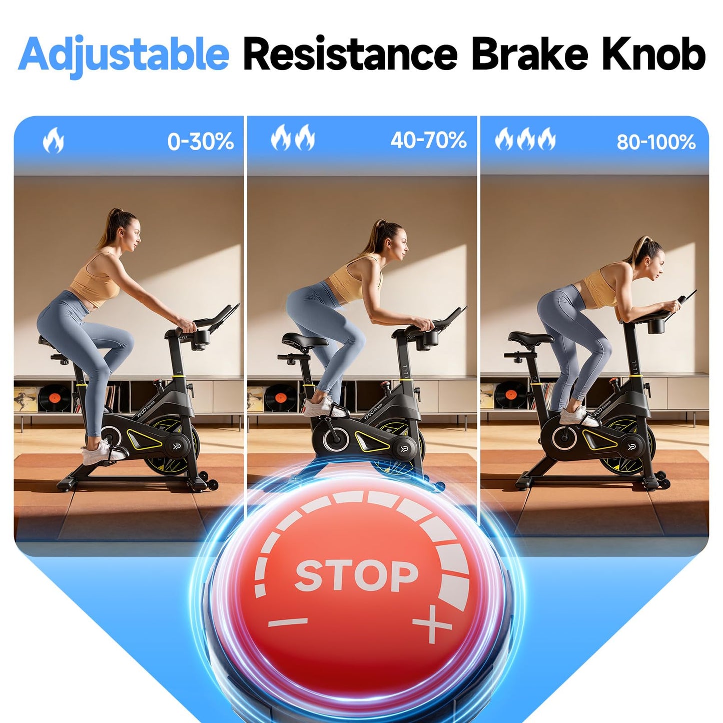 YPOO Exercise Bike, Magnetic Stationary Bikes for Home with Exclusive App, 300lbs Weight Capacity Indoor Cycling Bike Silent Belt Drive with Tablet Mount and Fitness Courses for Weight Loss