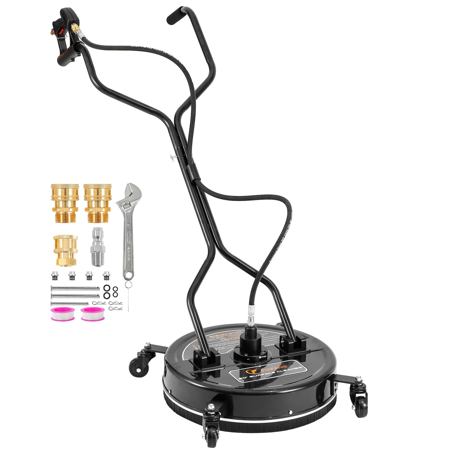 FIXFANS 20" Pressure Washer Surface Cleaner with 4 Wheels & Dual Handle, Power Washer Surface Cleaner Attachment Built in Filter, Pressure Washer Accessory for Cleaning Driveways and Patios, 4500 PSI