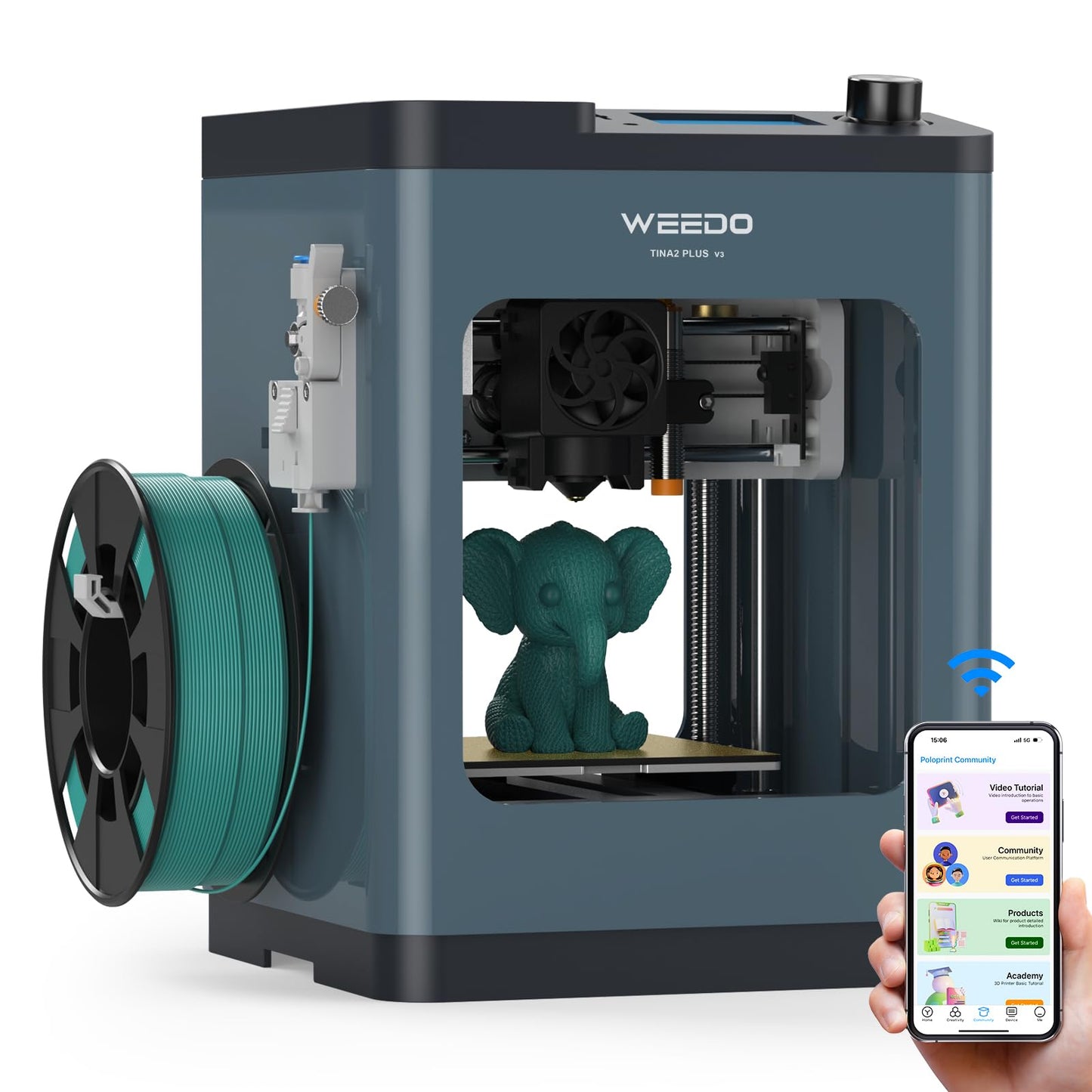 TINA2Plus 3D Printer, WEEDO 250mm/s High-Speed 3D Printers for Beginners and Kids, Fully Assembled and Auto Leveling, 3D Printer with Filament Detection Sensor and PEI Plate, WiFi & APP Control