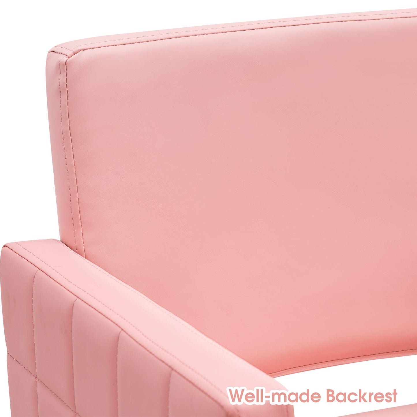 BarberPub Salon Chair for Hair Stylist, Hydraulic Stylist Chair, Adjustable Height, PVC Leather, 360 Degrees Swivel, Barbershop, Home Salon, Adult 8821 (Pink)