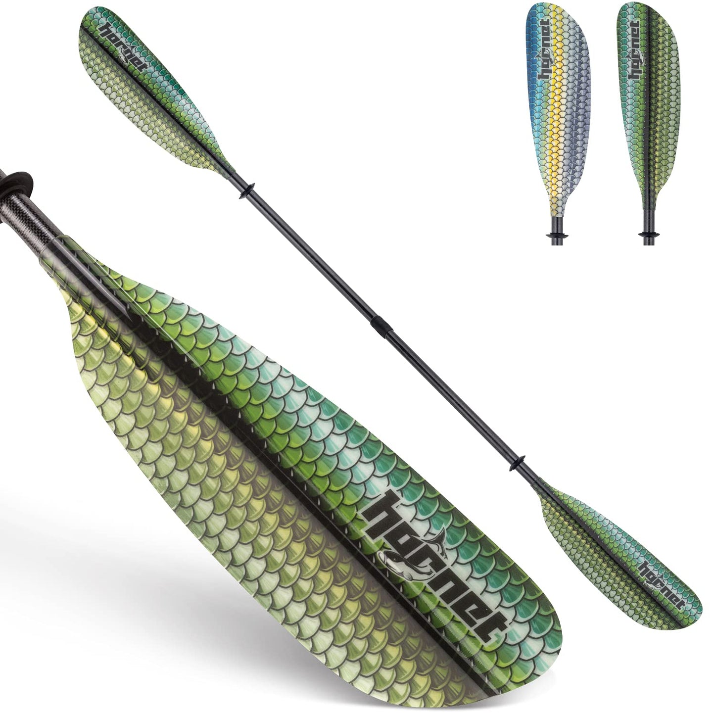 Hornet Watersports Fiberglass Kayak Paddle for Adults- Ideal for Touring, Fishing and Boating- 90.5 inches / 230CM Adjustable with Carbon Fiber Shaft- Kayak Oars Kayaking Equipment